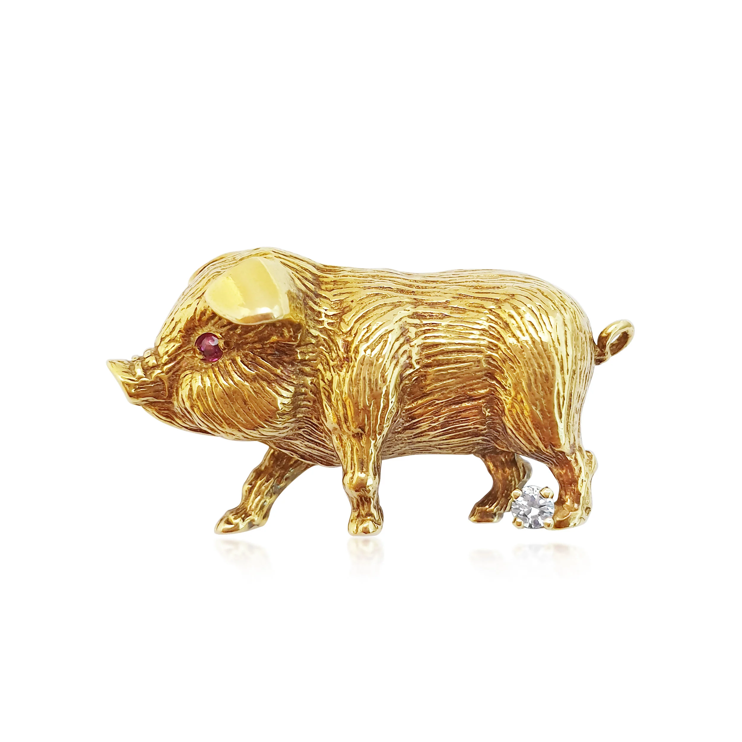 A Yellow Gold Pig Brooch, by Tiffany &amp; Co 