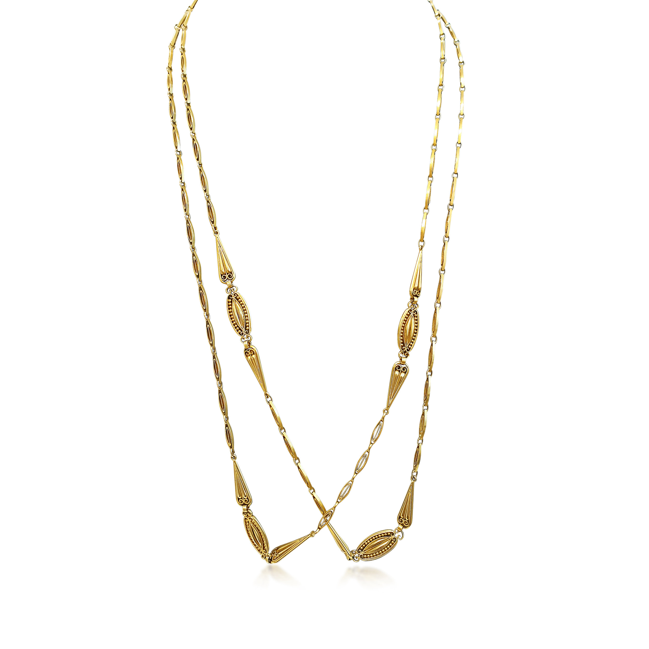 An Antique French Long Gold Chain    
