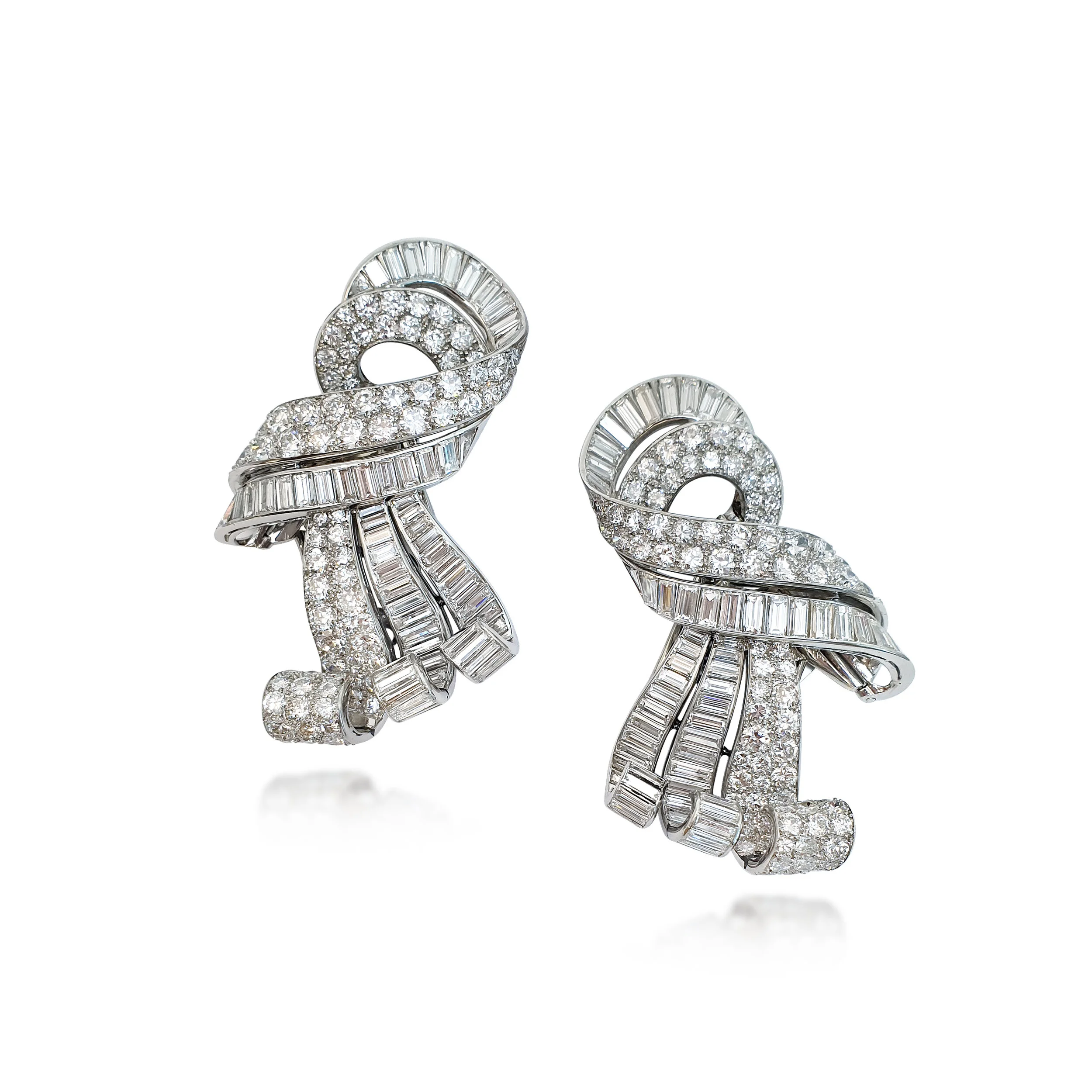 BO249:191027 Pair of Platinum 1950s Diamond Clips.jpg