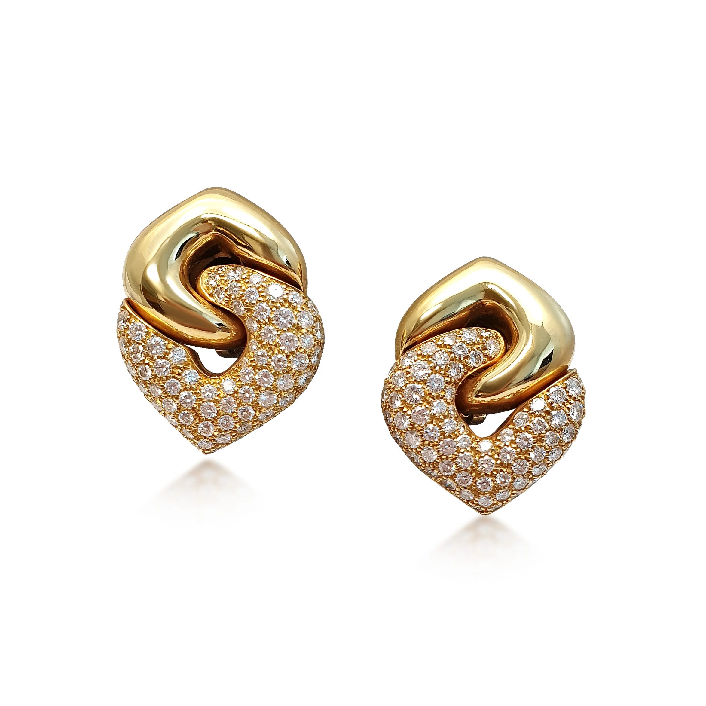 A Pair of 'Doppio Cuore' Gold Diamond Earrings, By Bulgari