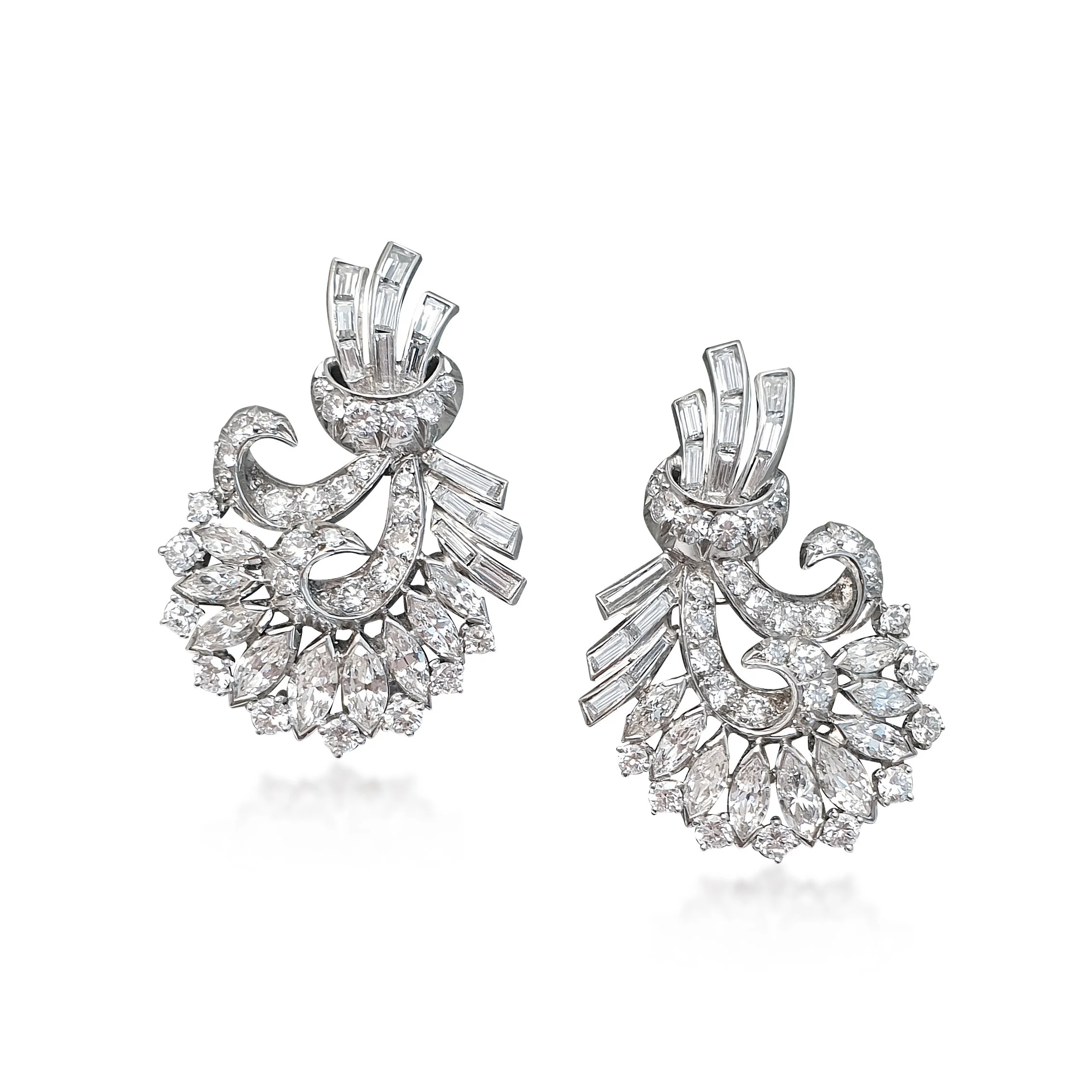 A Pair of Diamond and Platinum Earrings