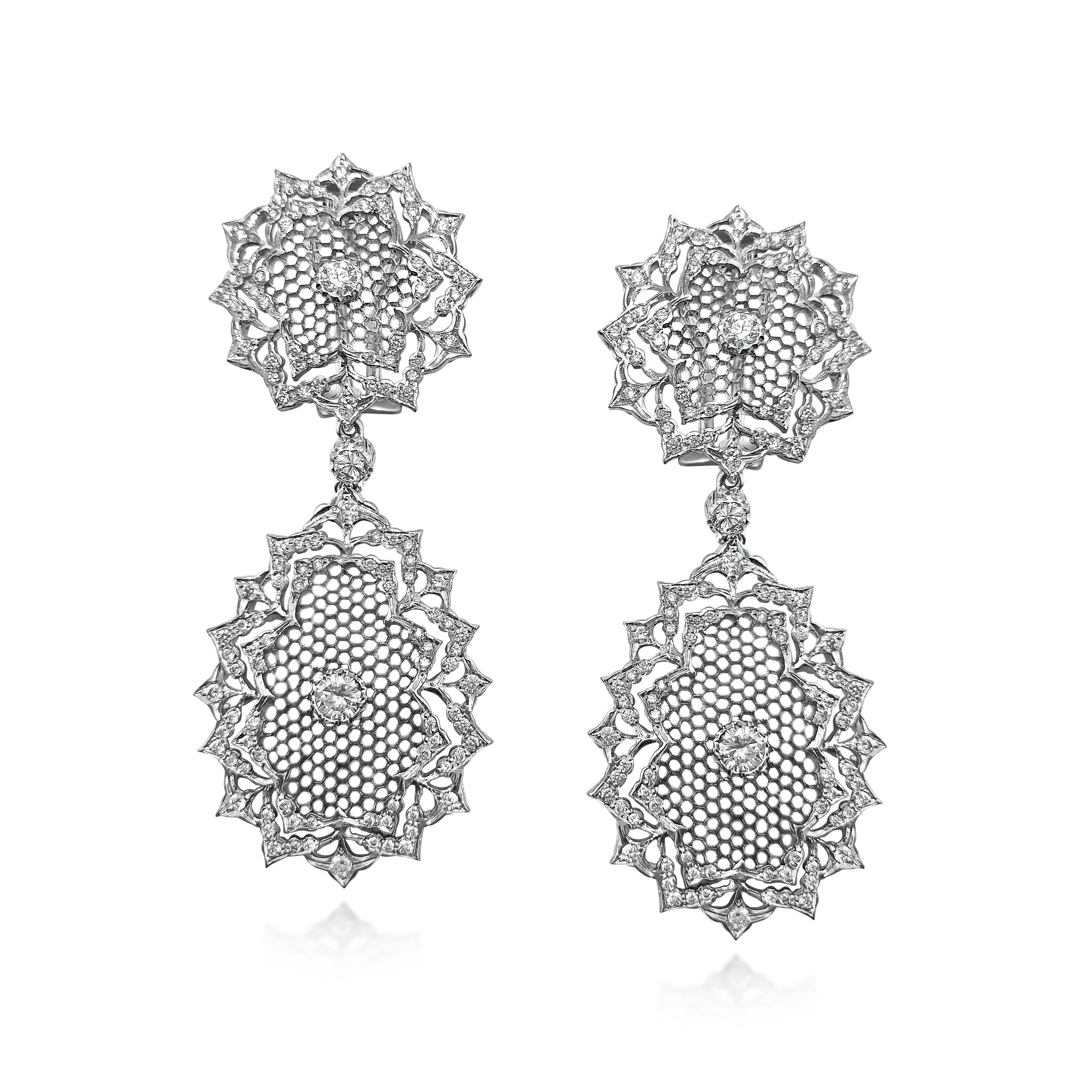 A Pair of Diamond Ear Pendants, by M.Buccellati  