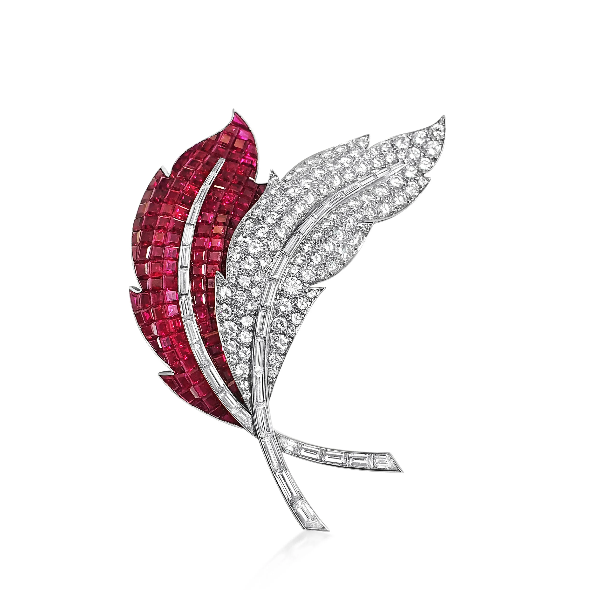 BO264:200324 A DIA AND RUBY FOLIATE BROOCH.jpg