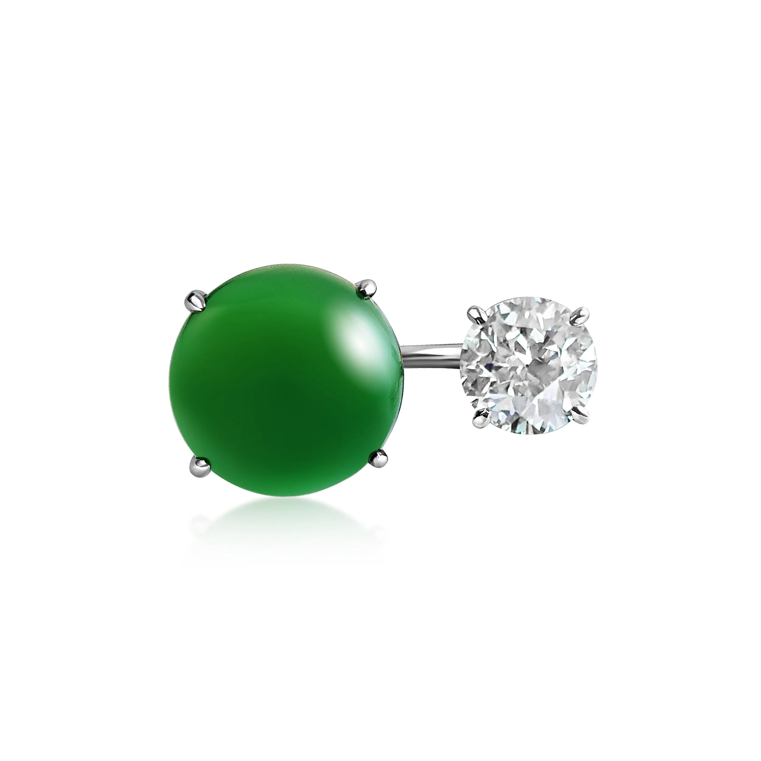 A Cabochon Jadeite and Diamond Ring