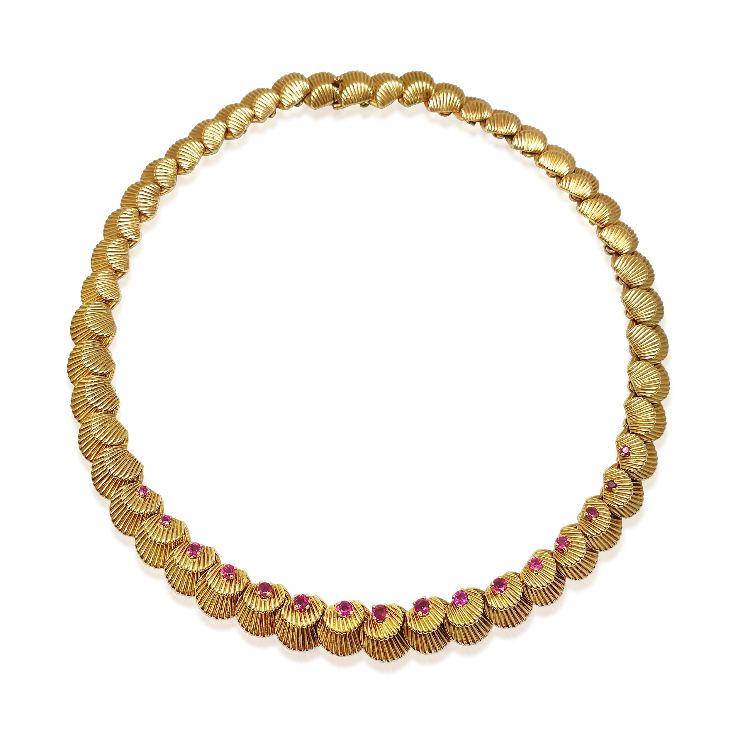 NK102:200513 Ruby and Gold Round Disc Necklace by VCA.jpg
