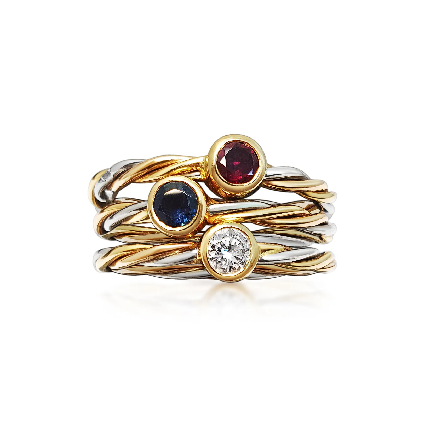 A 3 Gem Set Rings, by Cartier