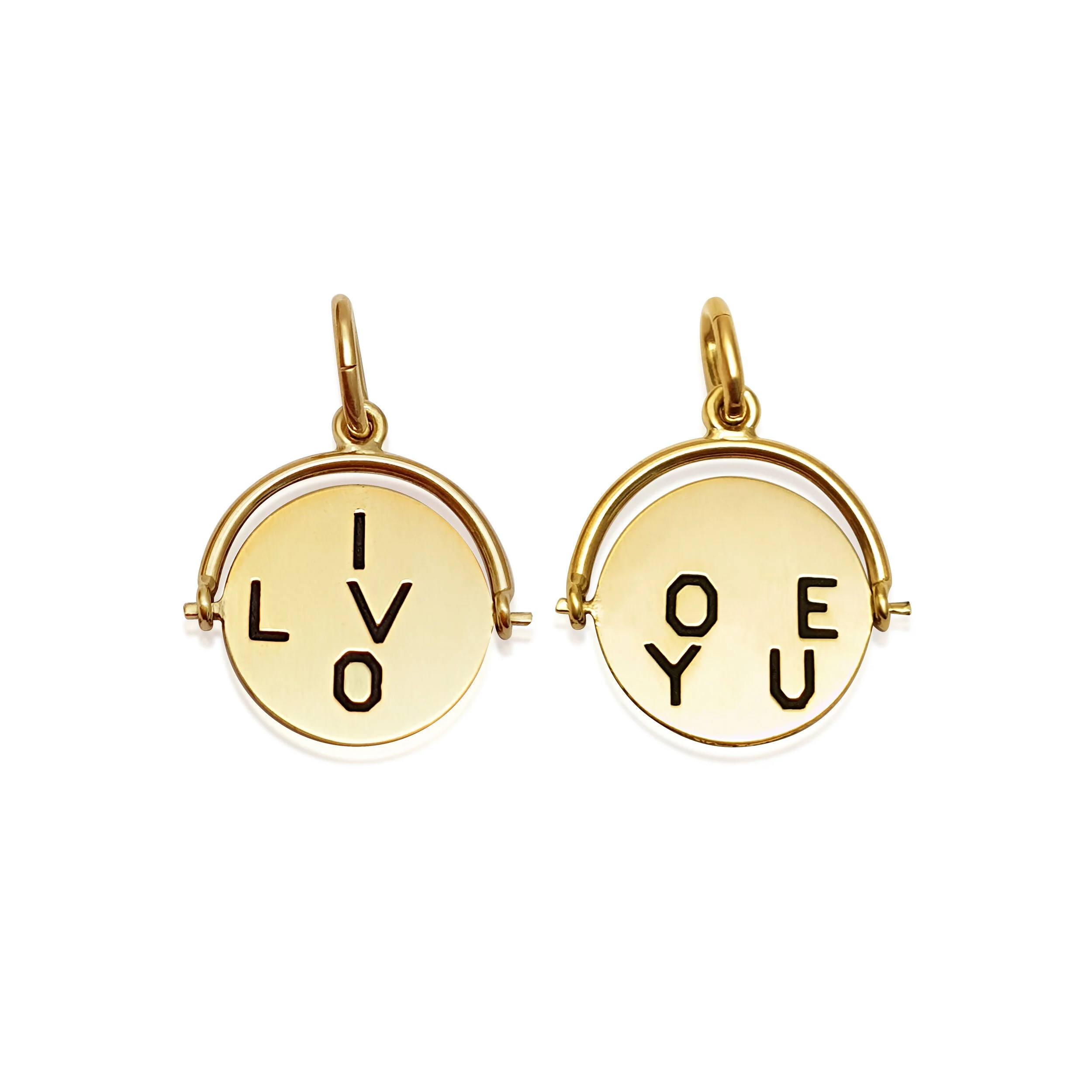 An 18K Yellow Gold 'I Love You' Spinner Charm