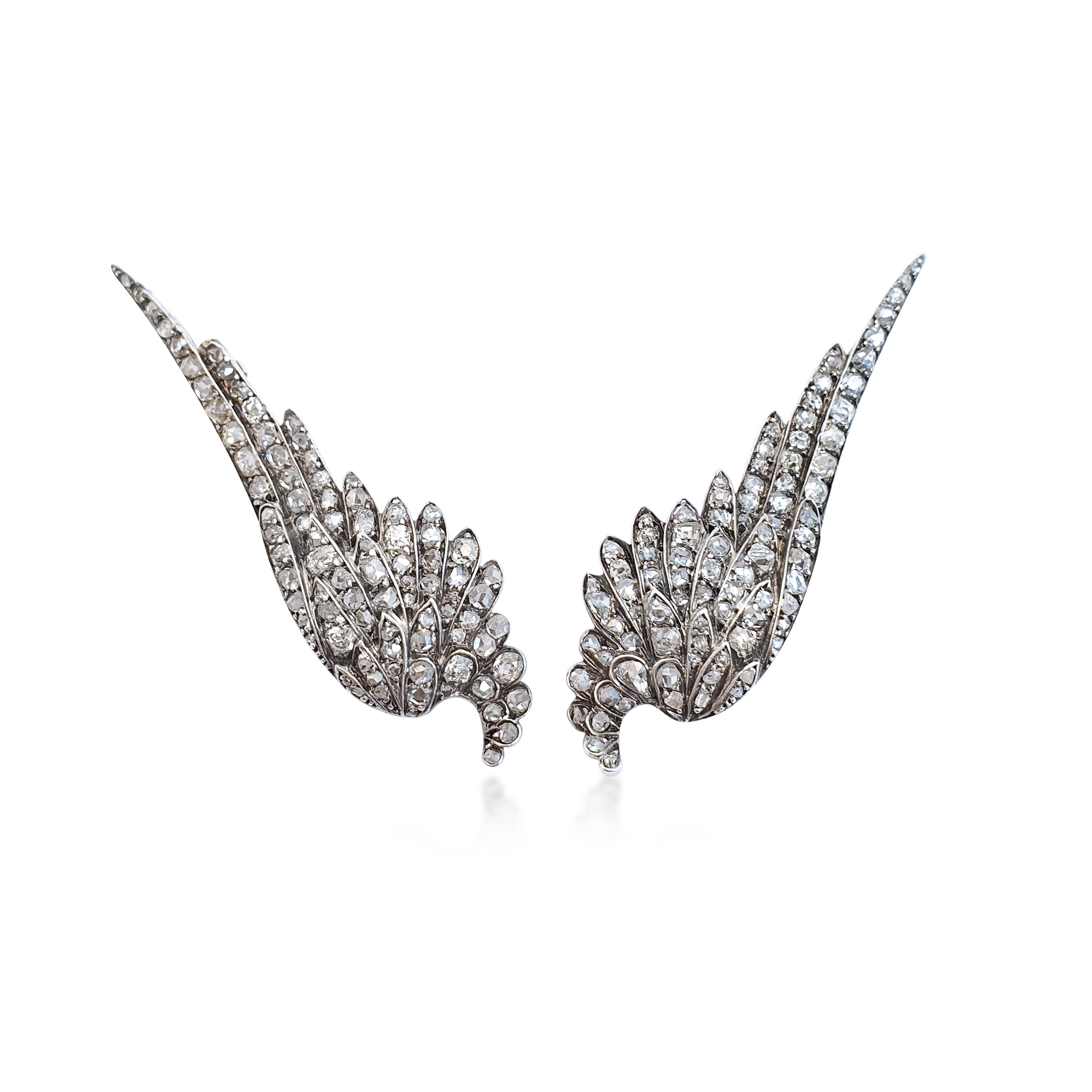 A Pair of 19th Century Diamond Wing Brooches — Revival Jewels