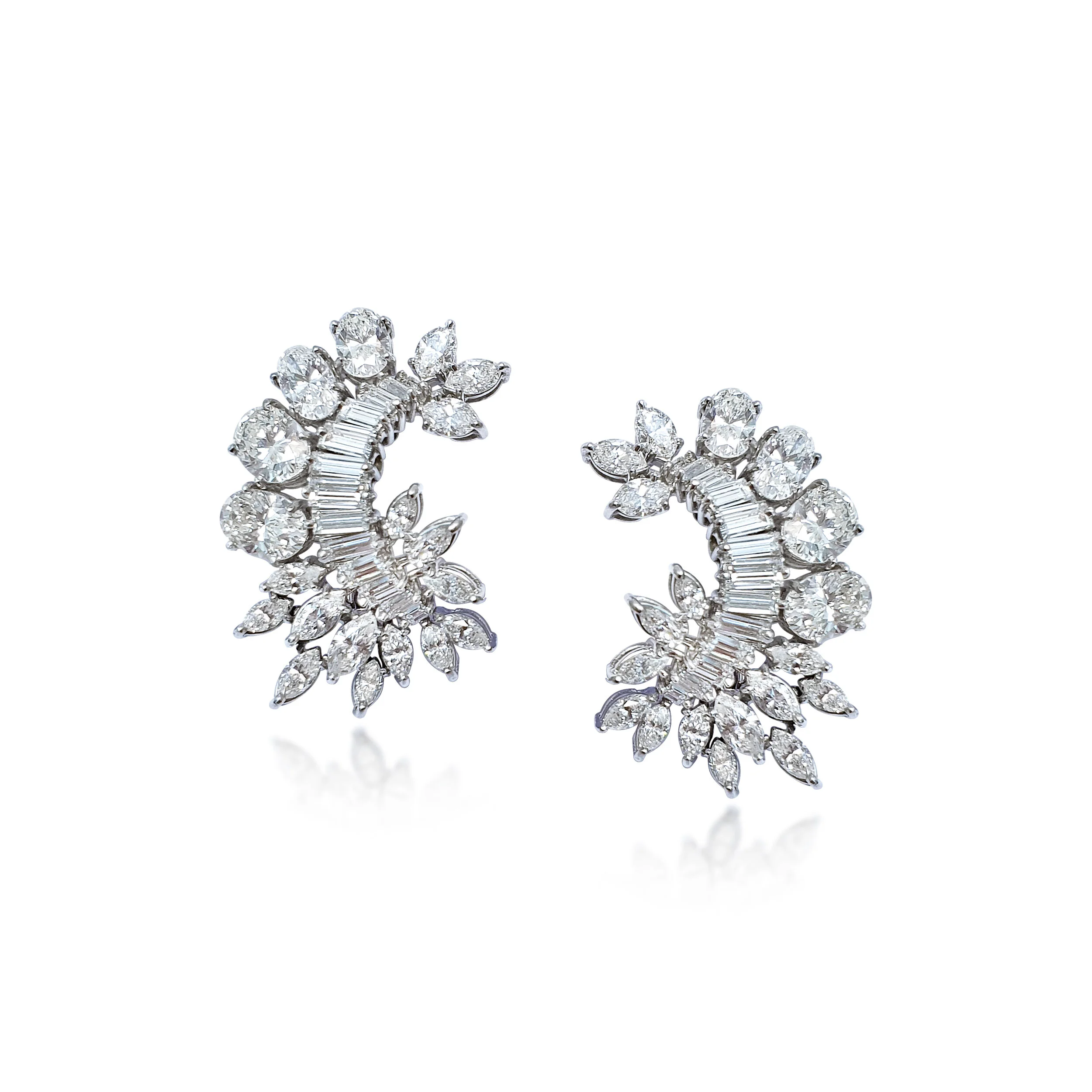 A Pair of 1960s Diamond and Platinum Earrings