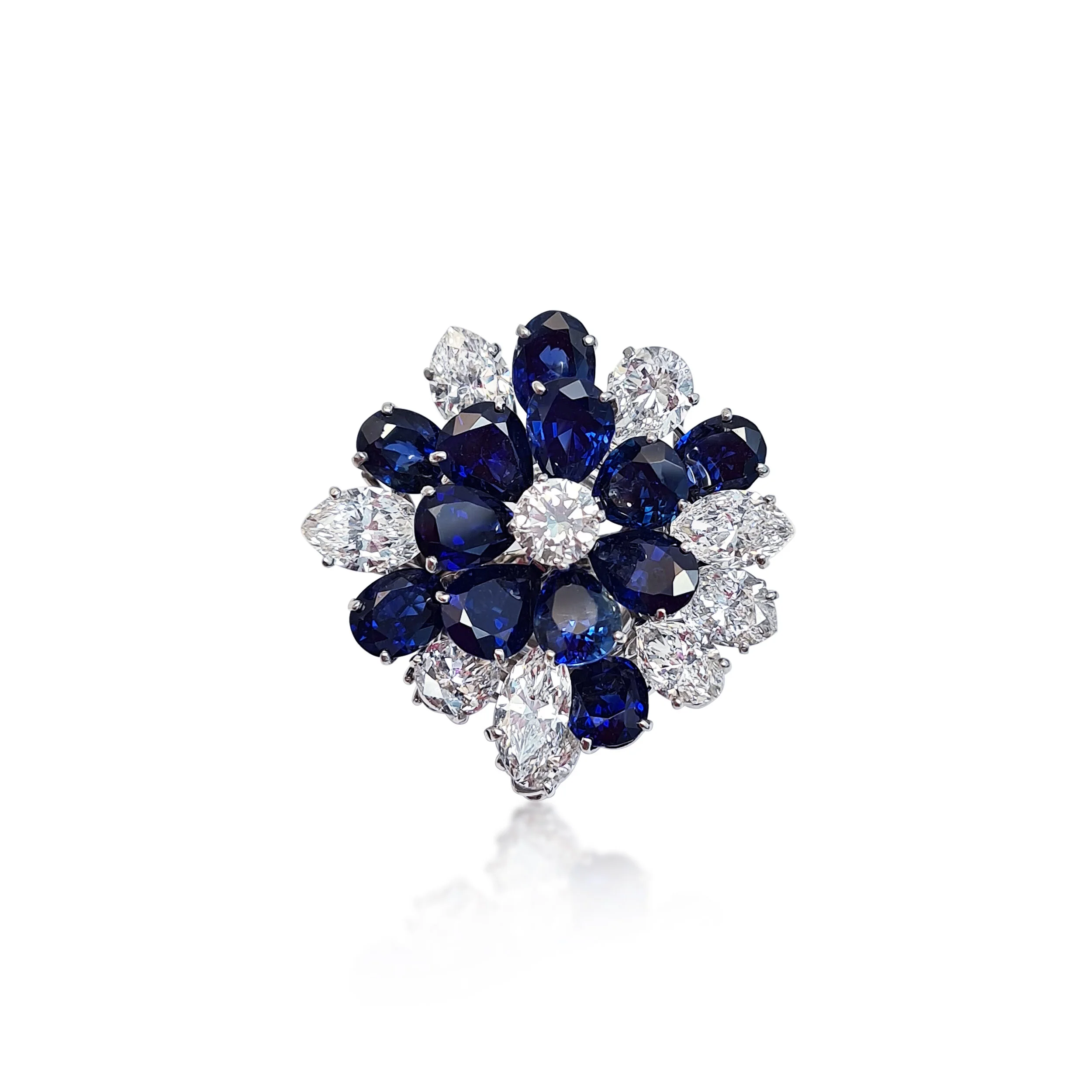 A Sapphire and Diamond Floral Ring  