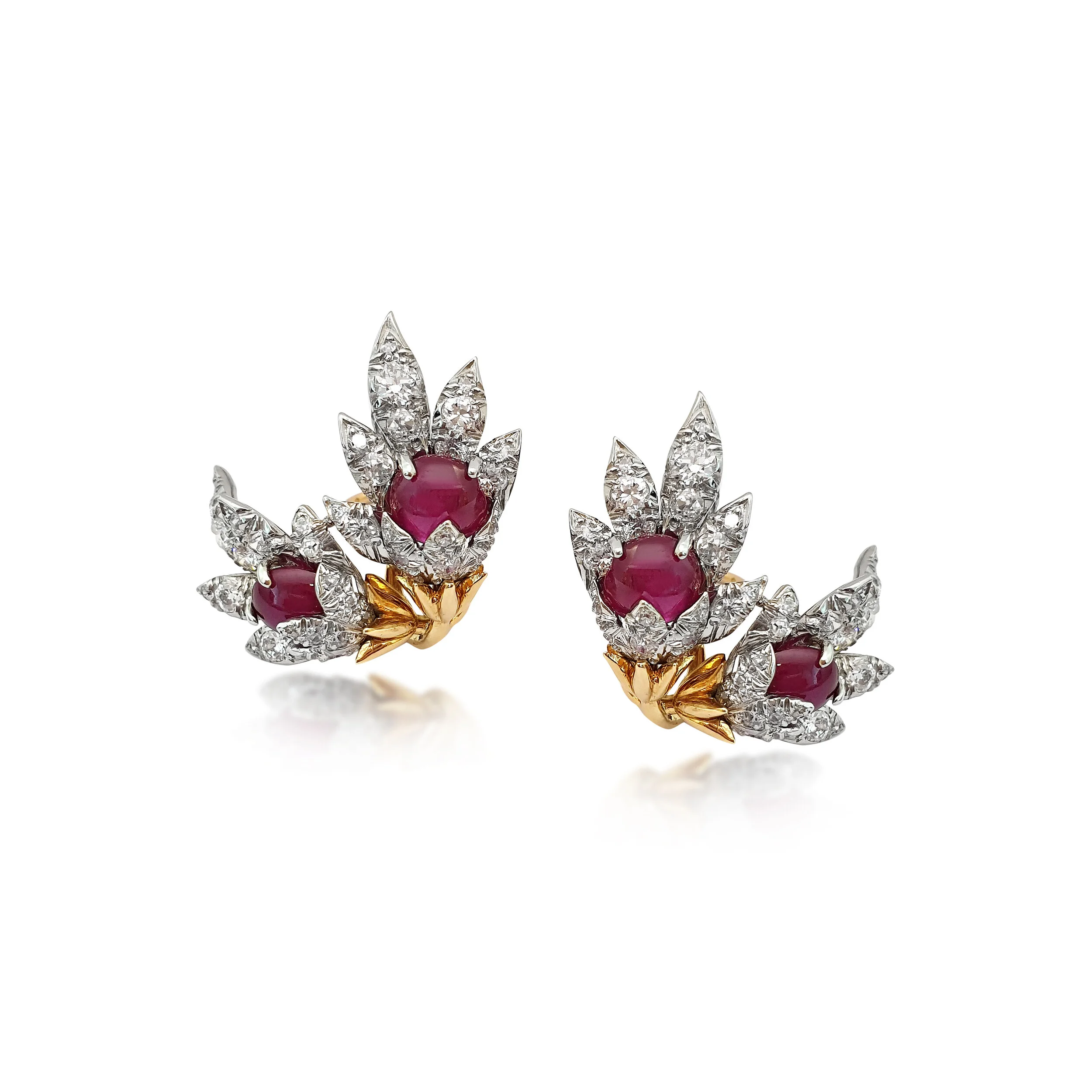 A Pair of Ruby, Diamond and Gold Earrings, by Schlumberger for Tiffany