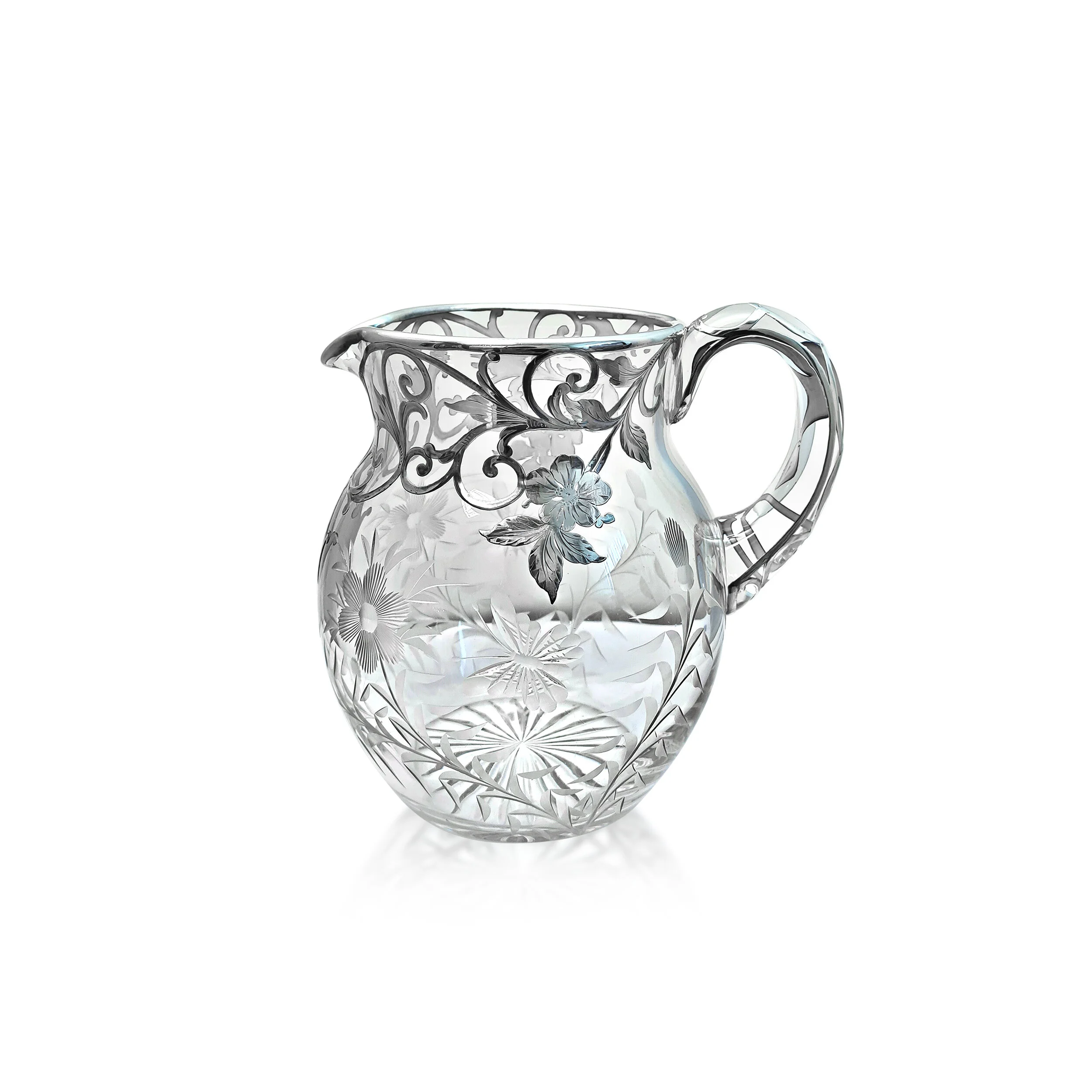 OB065:200811 Art Nouveau Silver Water Pitcher .jpg