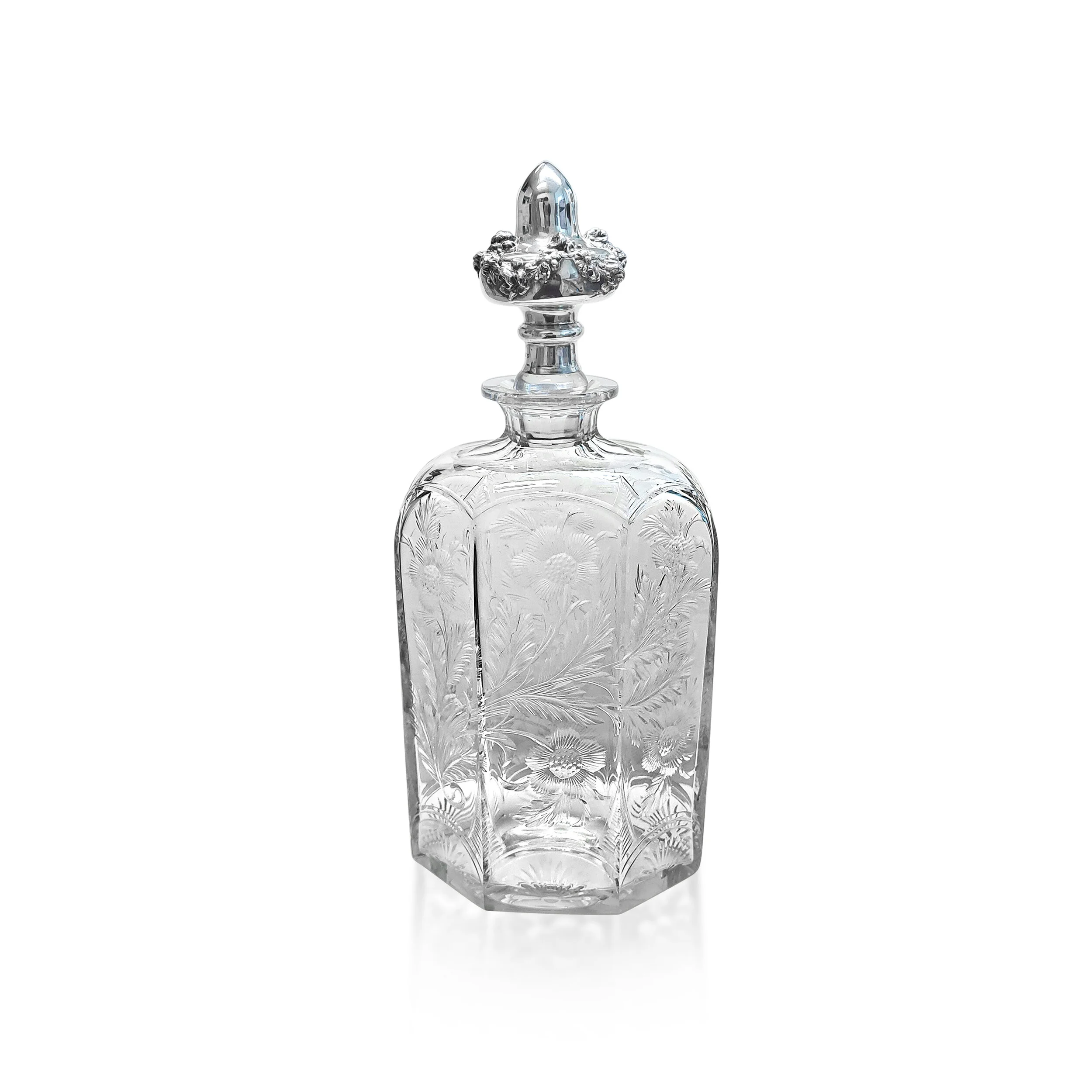 OB063:200811 Antique Crystal SS Decanter .jpg