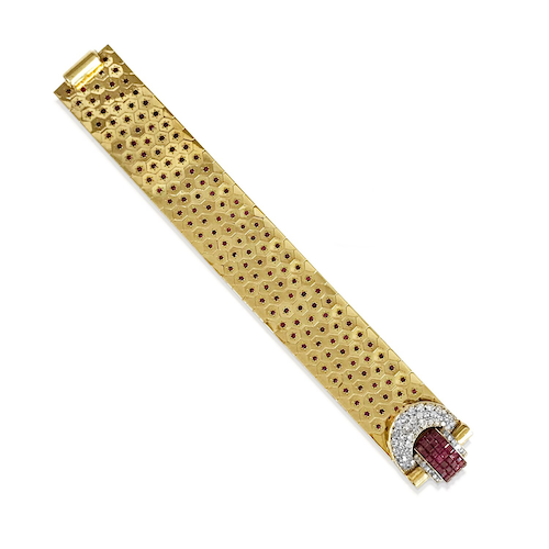  A Ruby and Diamond Ludo Hexagone Bracelet, by Van Cleef &amp; Arpels 