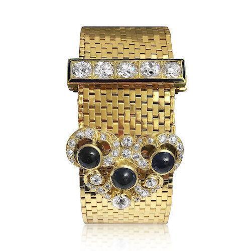  A Cabochon Sapphire, Diamond and Gold Ludo Briquettes Bracelet, by Van Cleef &amp; Arpels 