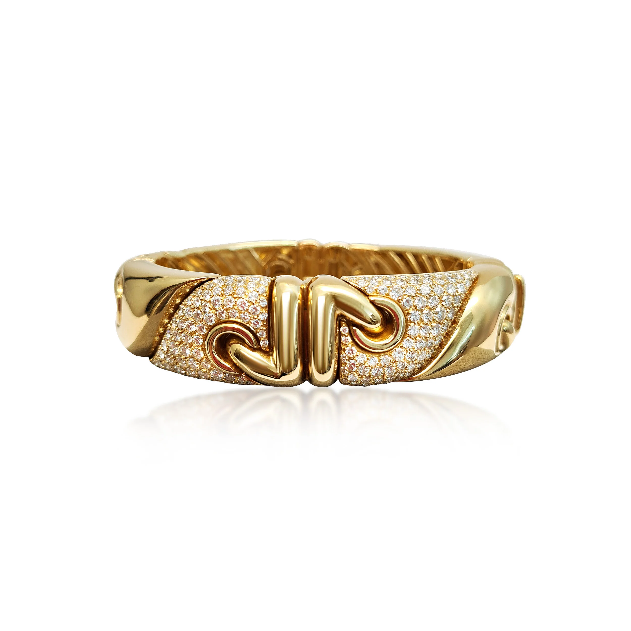 A Gold and Diamond 'Saetta' Bangle, by Bulgari