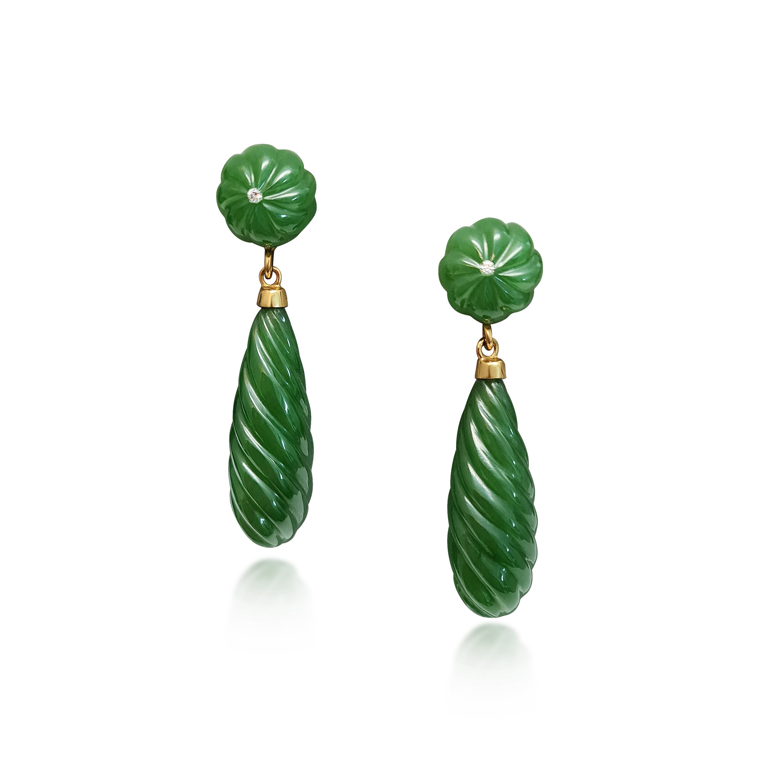   A Pair of Carved Jade Earrings