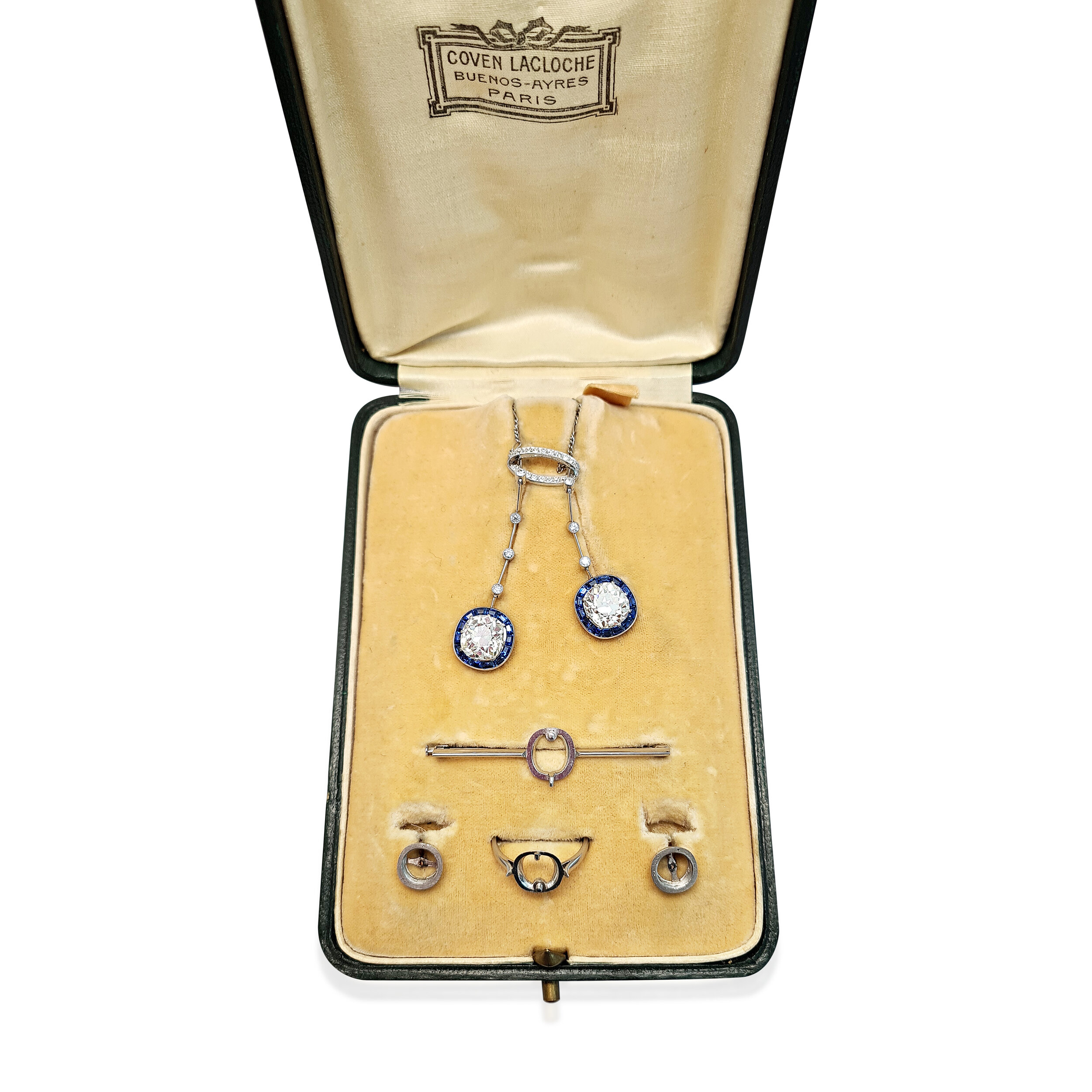 A Convertible Diamond and Sapphire Lavallièren