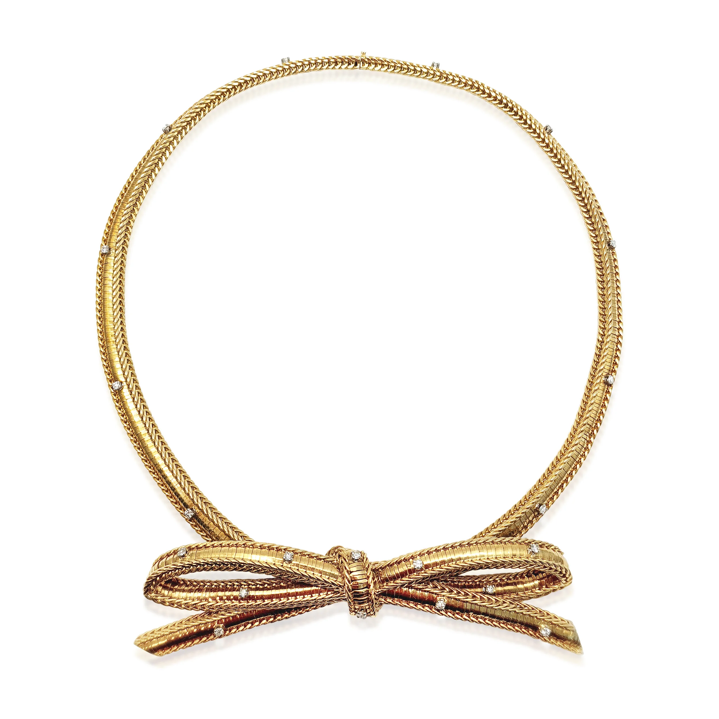 TN-YZW15 Gold and Dia Bow Necklcce by Sterle.jpg