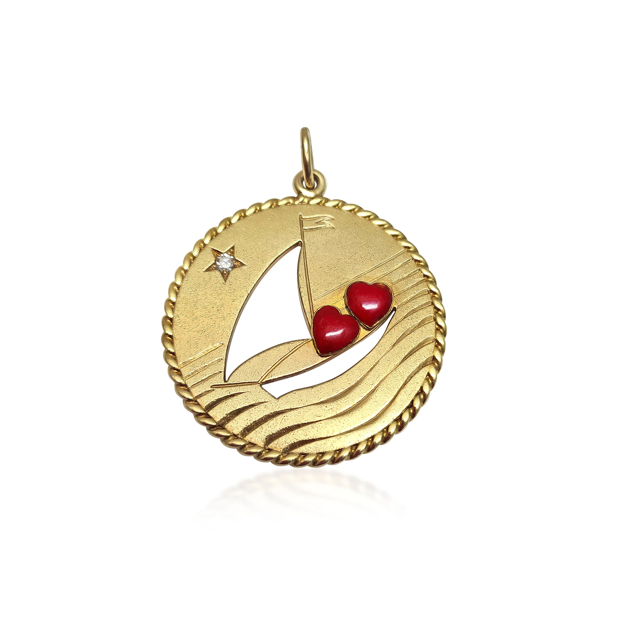 A 14K gold, Enamel and Diamond Pendant Charm, by Cartier 