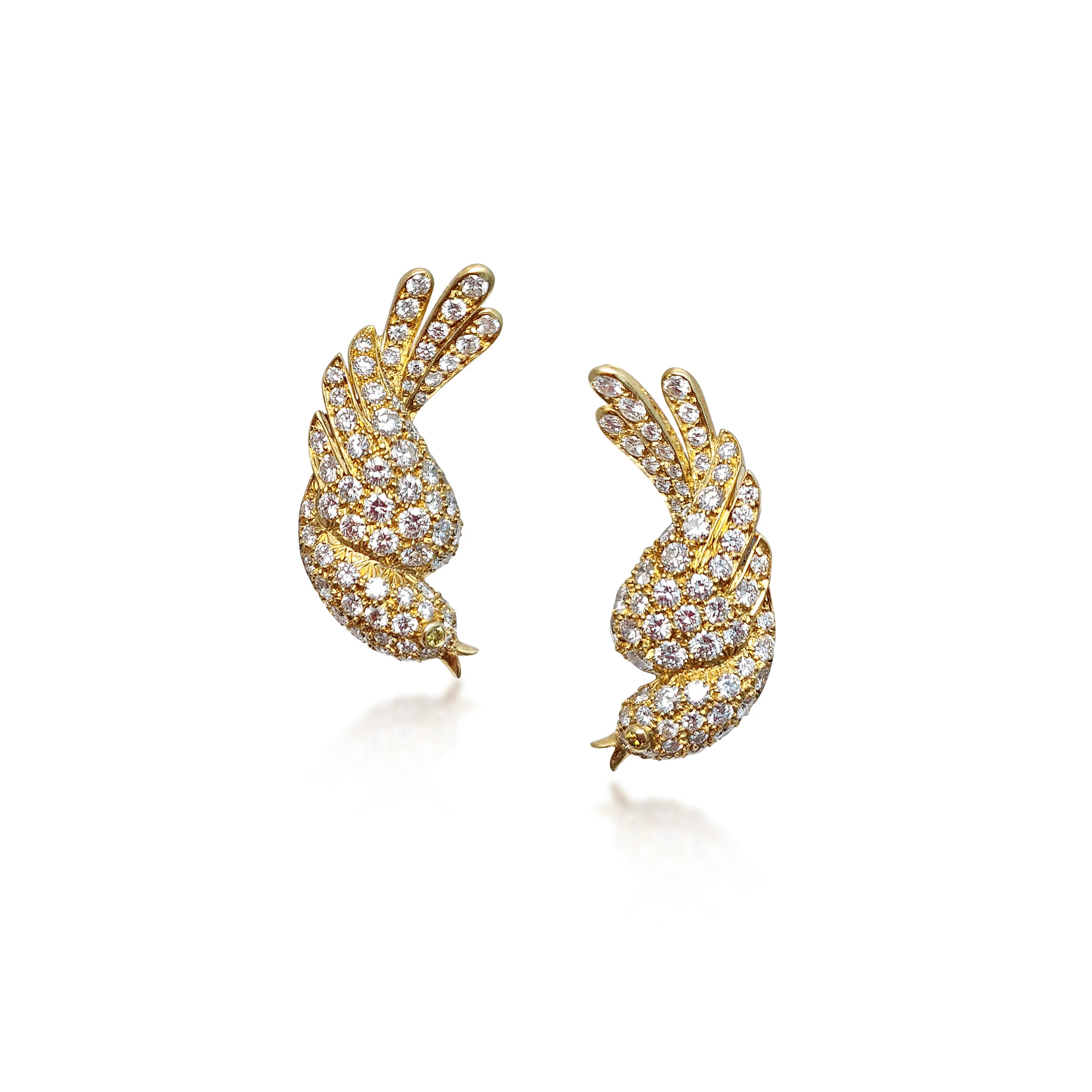 A Pair of Diamond Bird Earclips