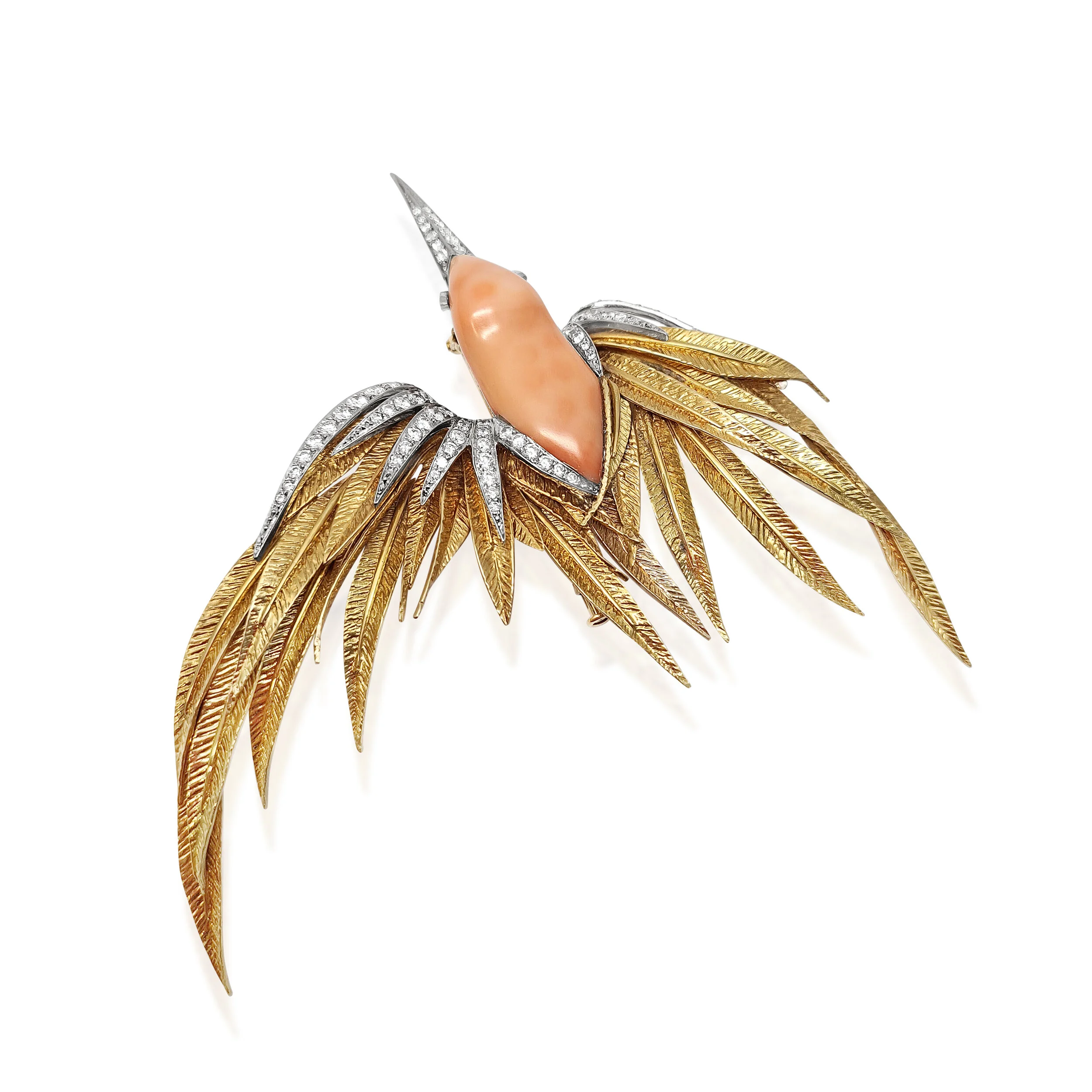 An 18K Gold, Diamond Bird Brooch by Sterlé