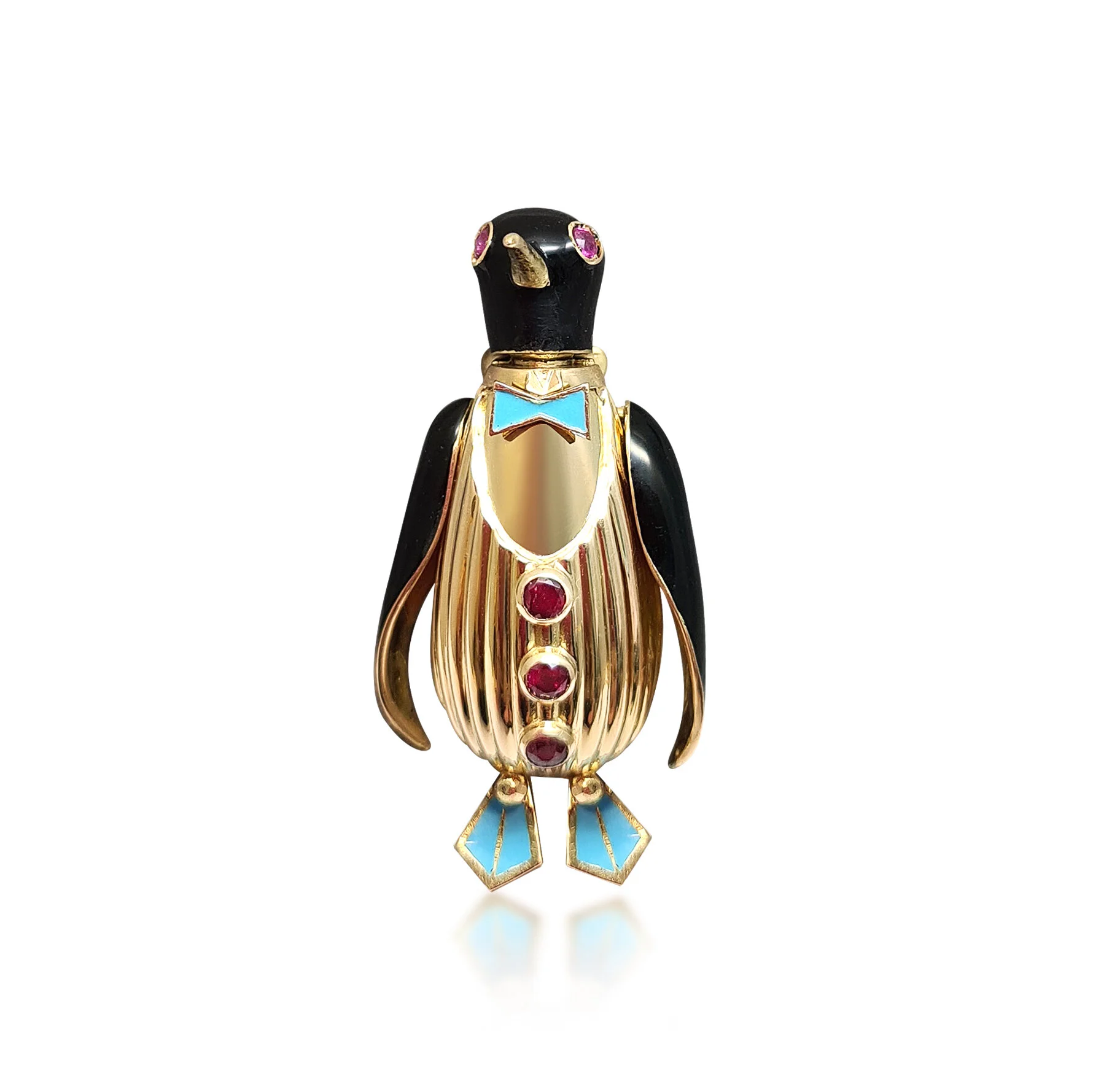 A Gem-Set and Enamel Penguin Brooch