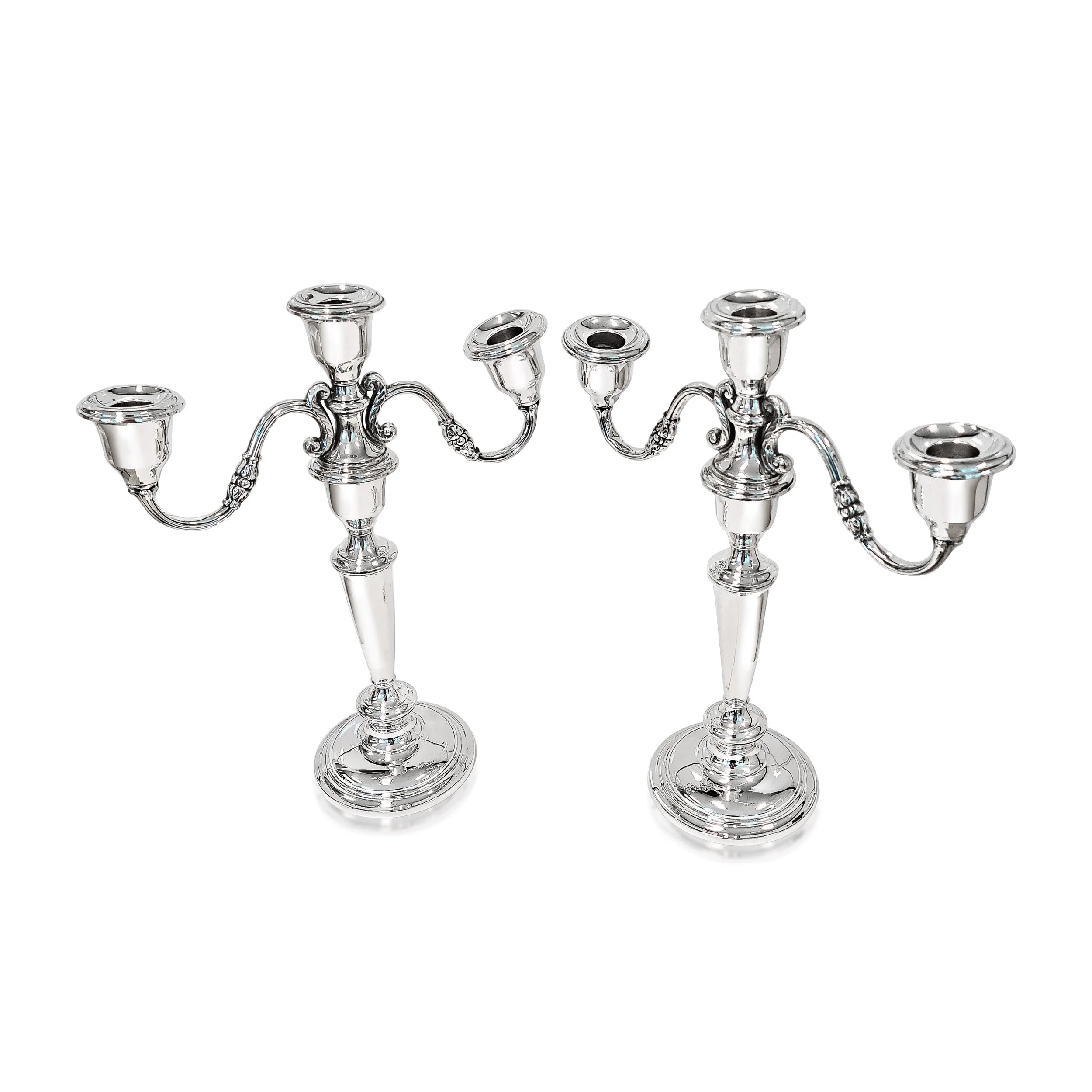 A Pair of Reed &amp; Barton Traditional Sterling Silver 3-Light Candelabra