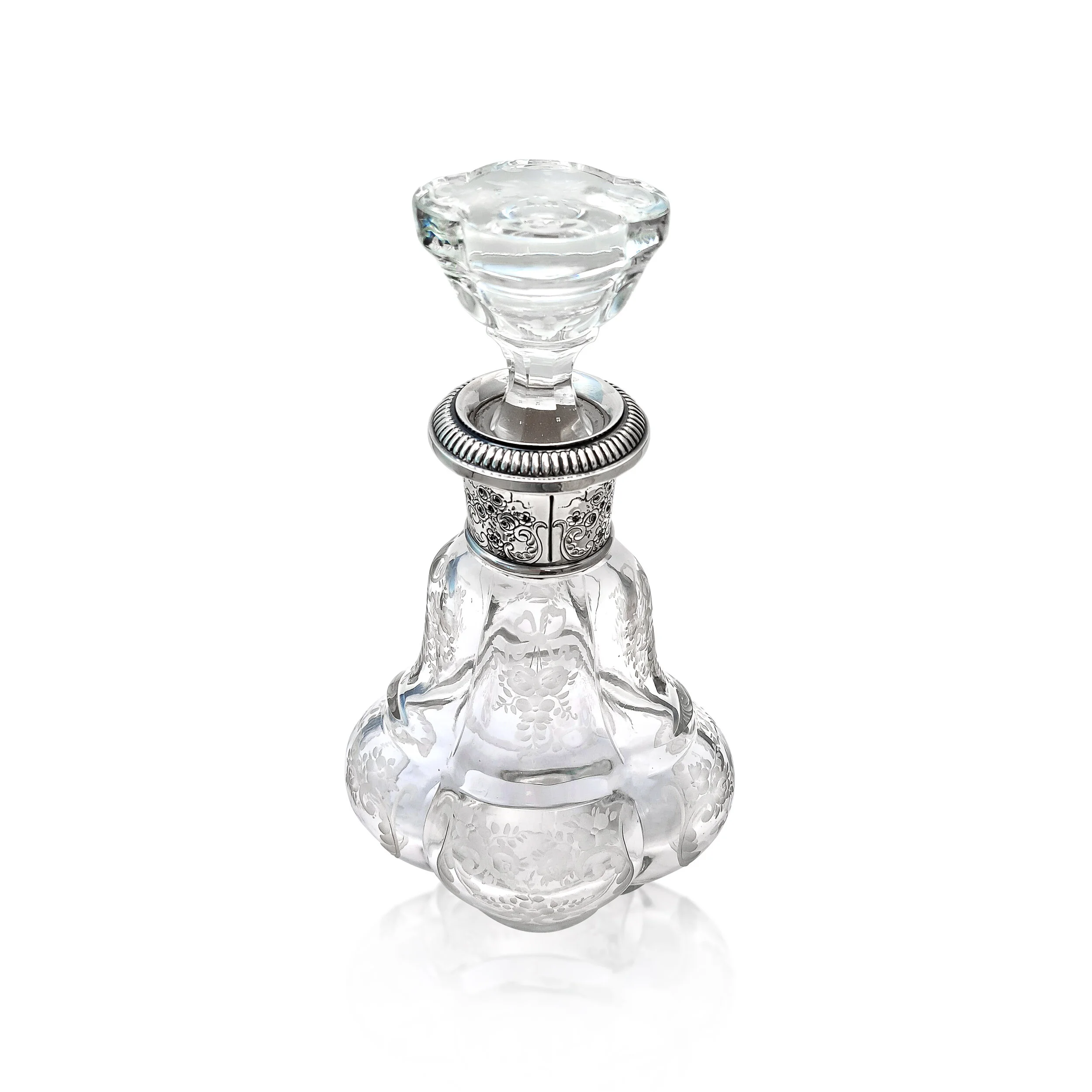 OB102:210326 Antique french Silver and Crystal Decanter.jpg