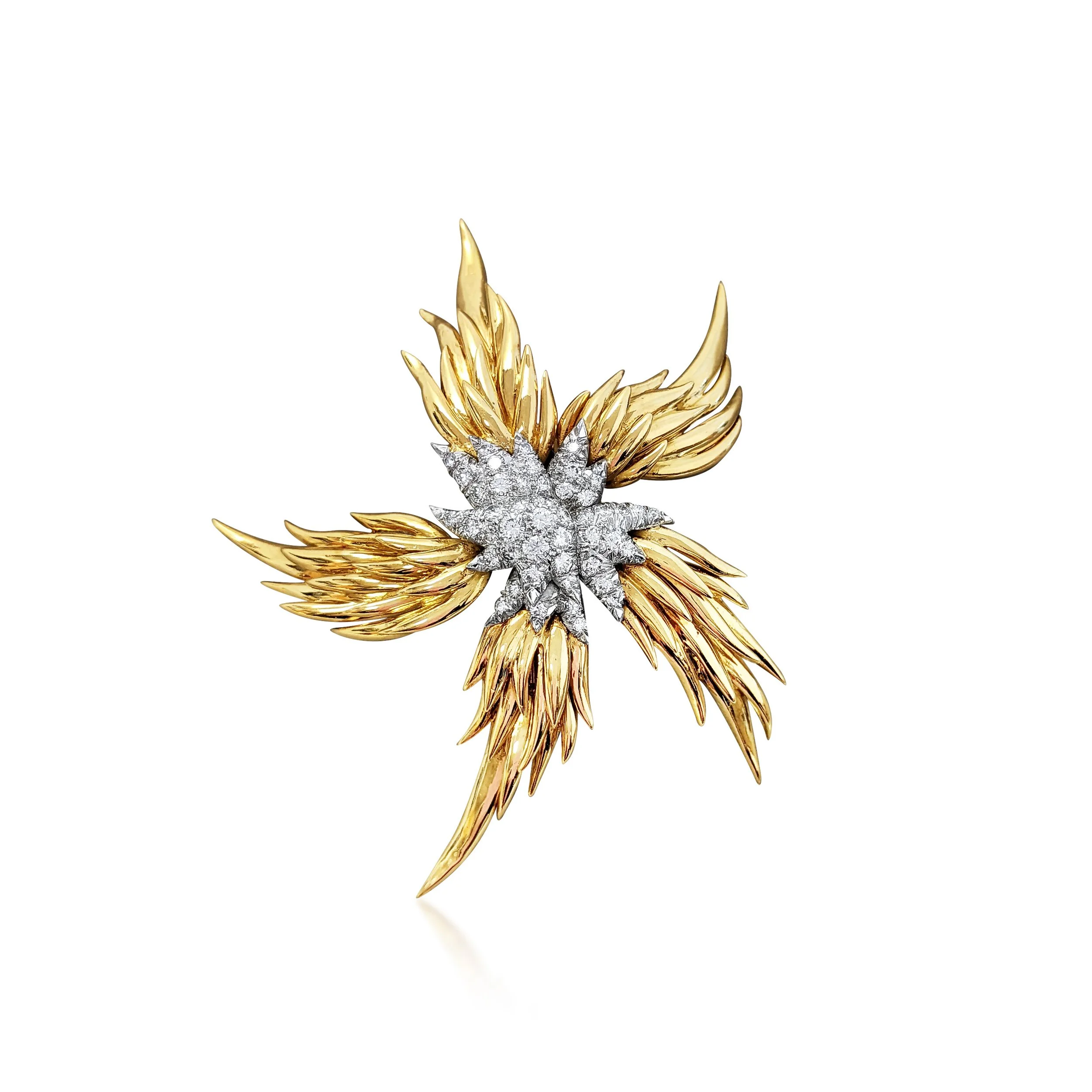 A Gold and Diamond Flame Brooch, by Tiffany Schlumberger — Revival Jewels