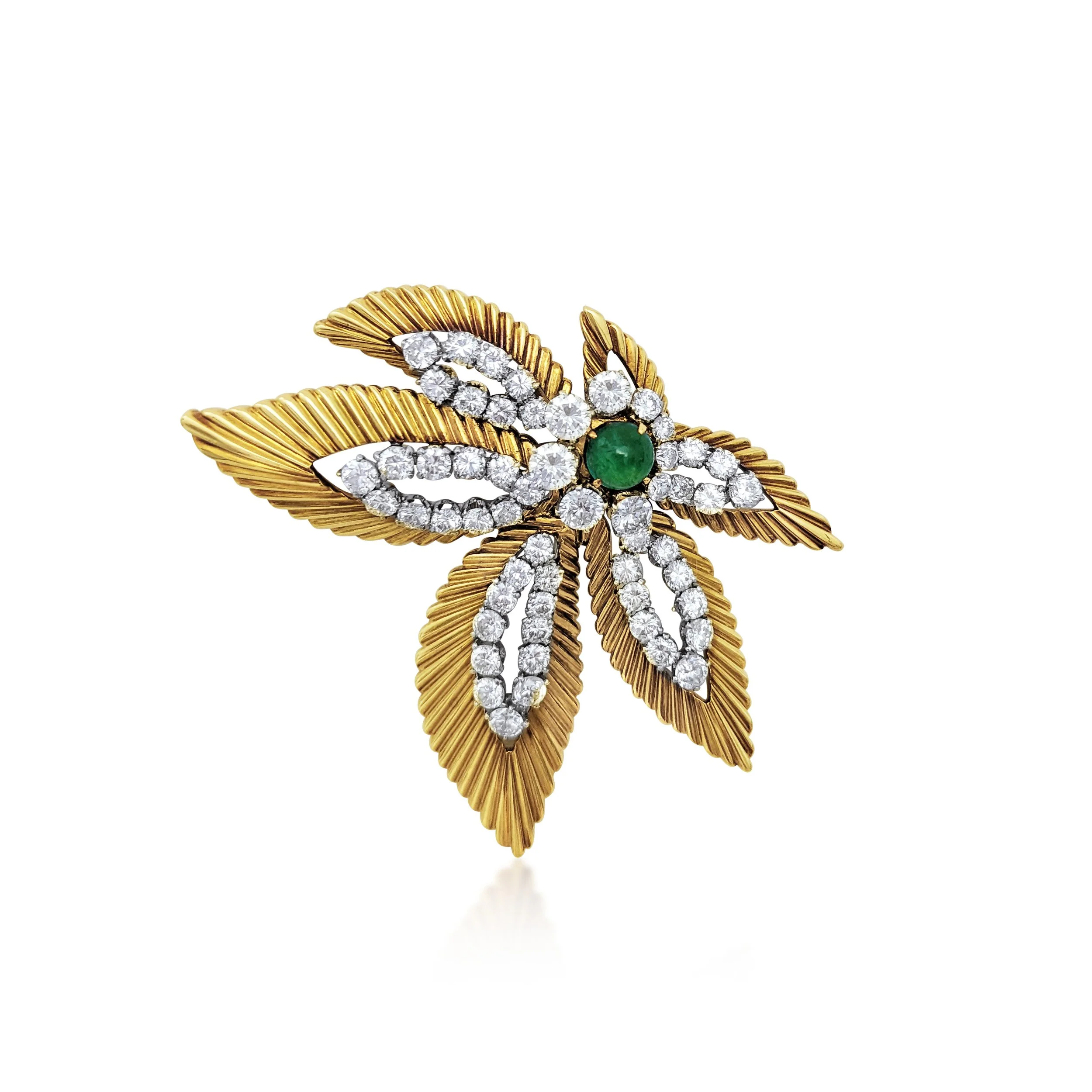 A Diamond and Emerald Brooch, diamond, by Van Cleef & Arpels, circa 1960