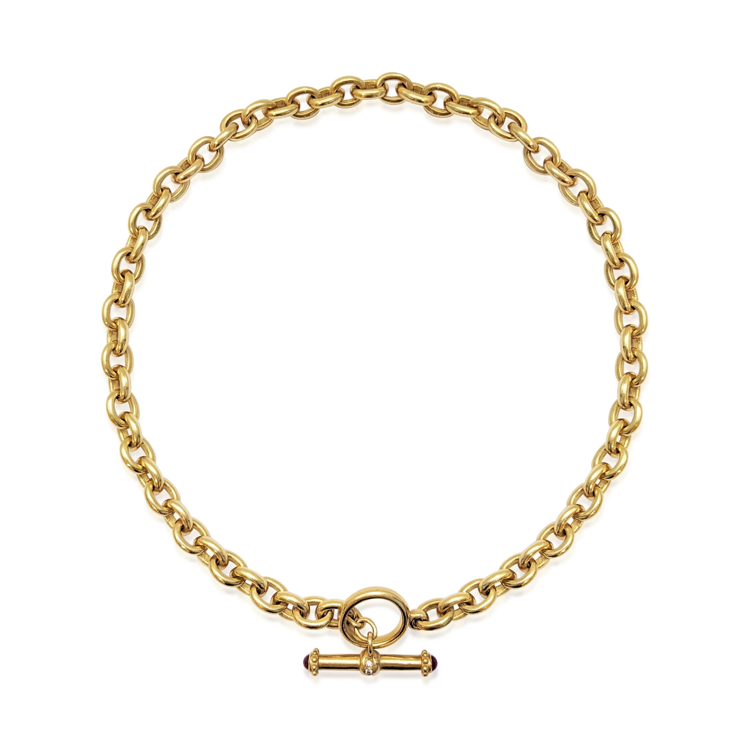 An 18K Yellow Gold, Ruby and Diamond Necklace