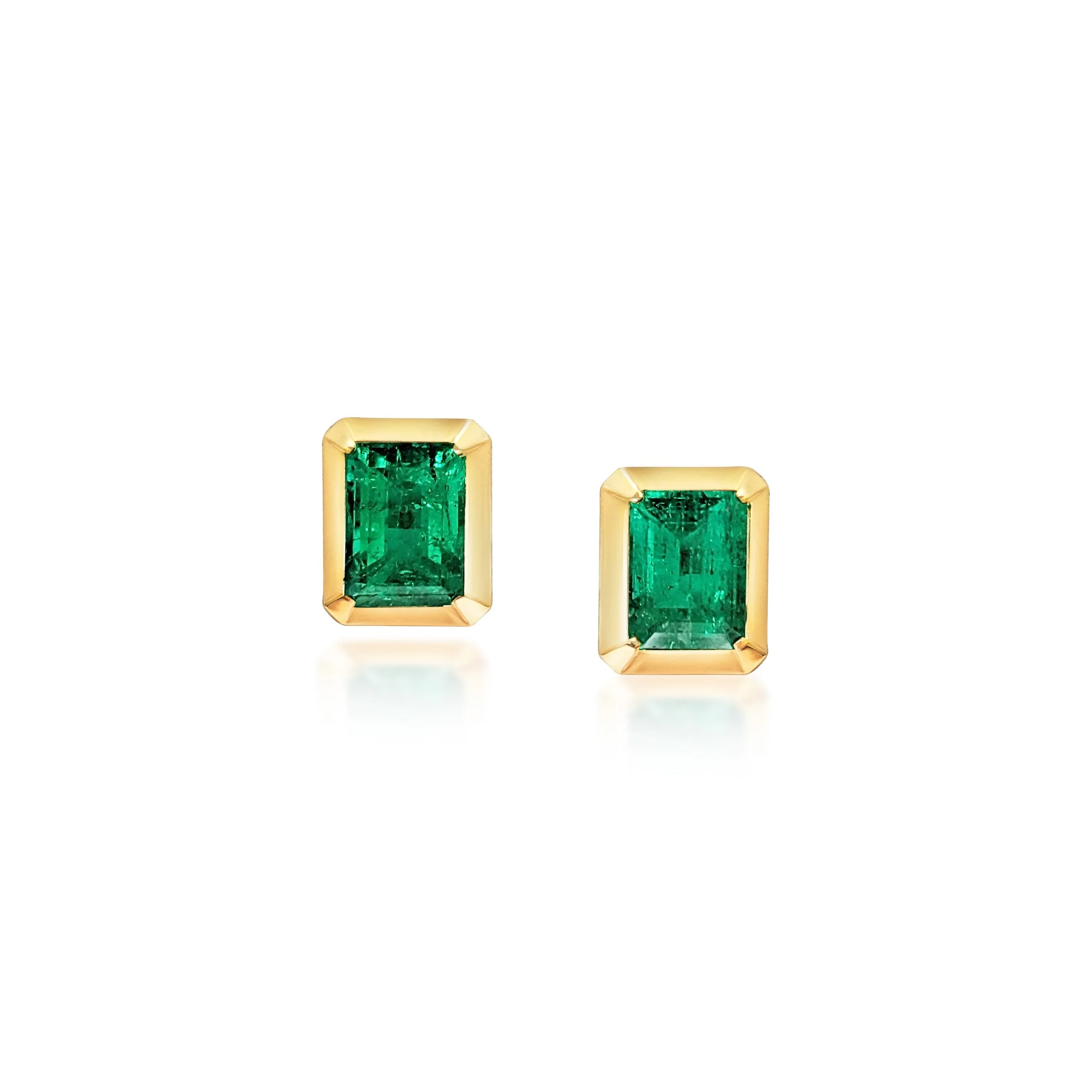 A Pair of Emerald and Yellow Gold Earrings
