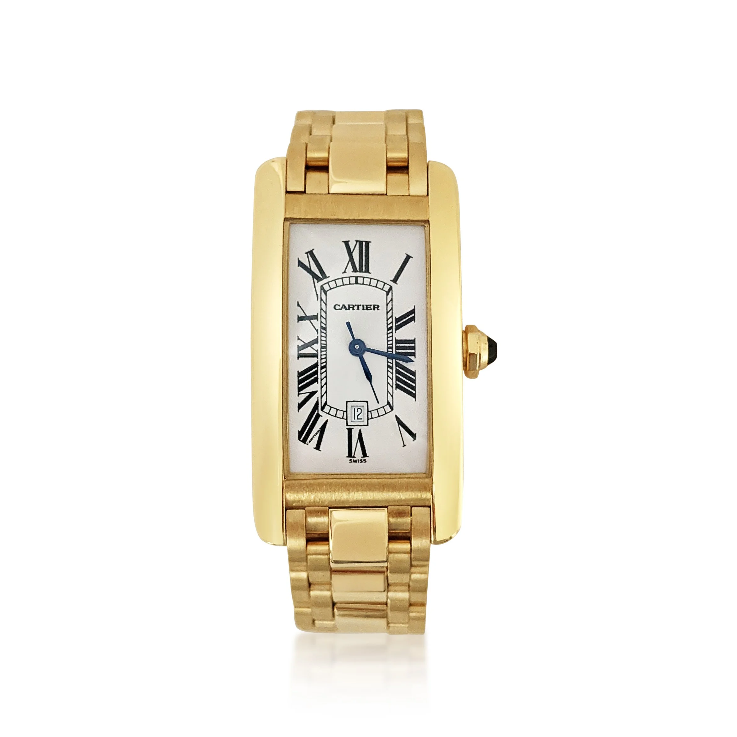 A Gold 'Tank Americaine' Watch, by Cartier