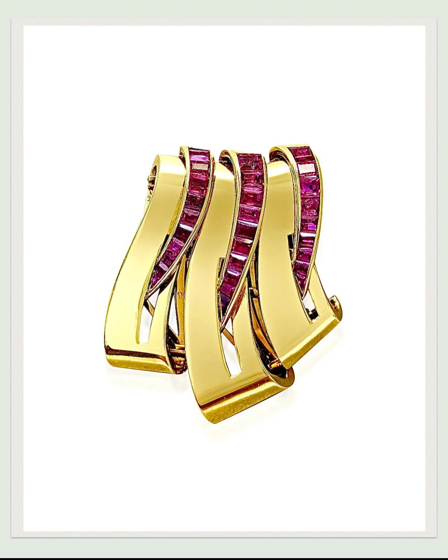 We love the versatility and gorgeous colour of this triple clip brooch by Van Cleef &amp; Arpels. Set with Untreated Burmese Rubies in 18k Gold, circa 1927 - 1930&rsquo;s. Made at a time when only untreated Burmese rubies were used in jewellery. Toda