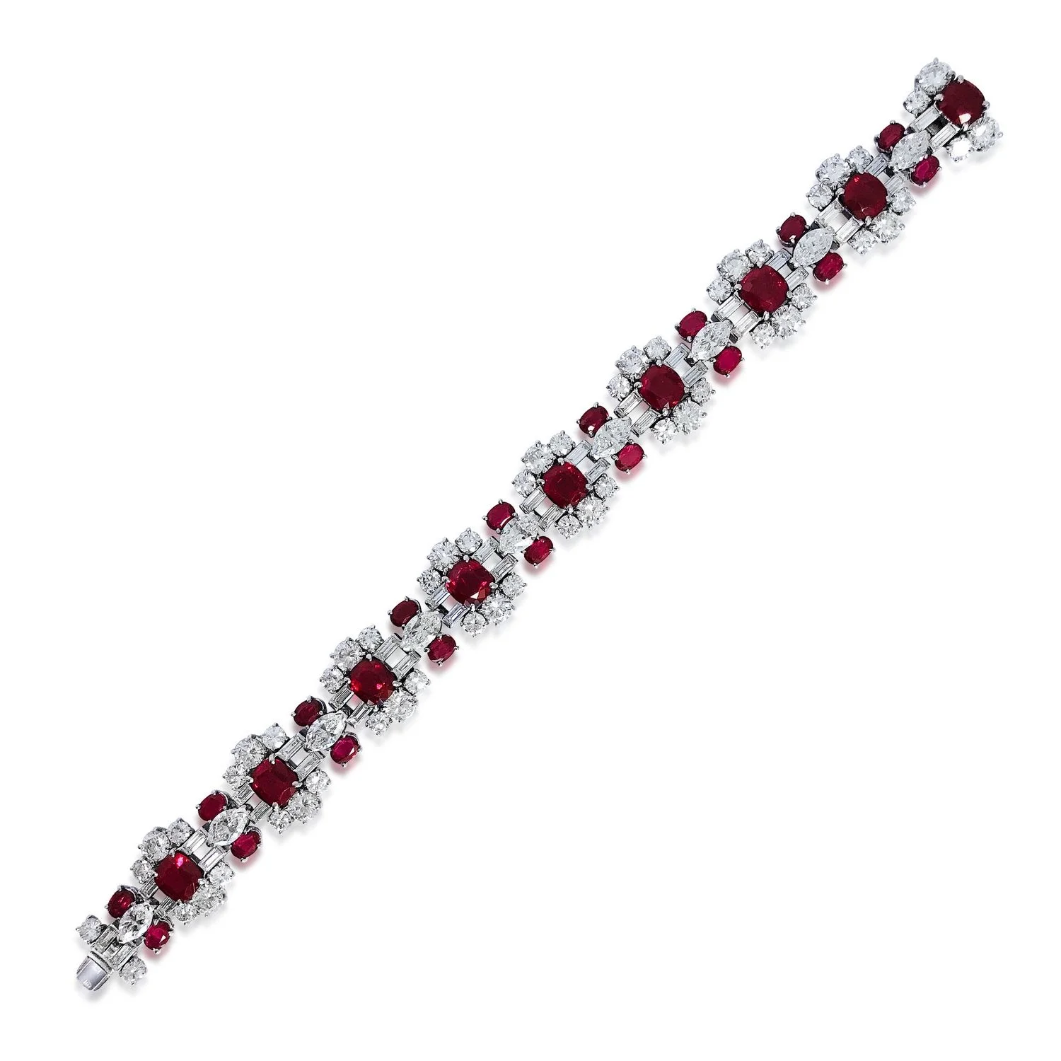 A RUBY AND DIAMOND FLORAL MOTIF BRACELET, BY MOUWAD