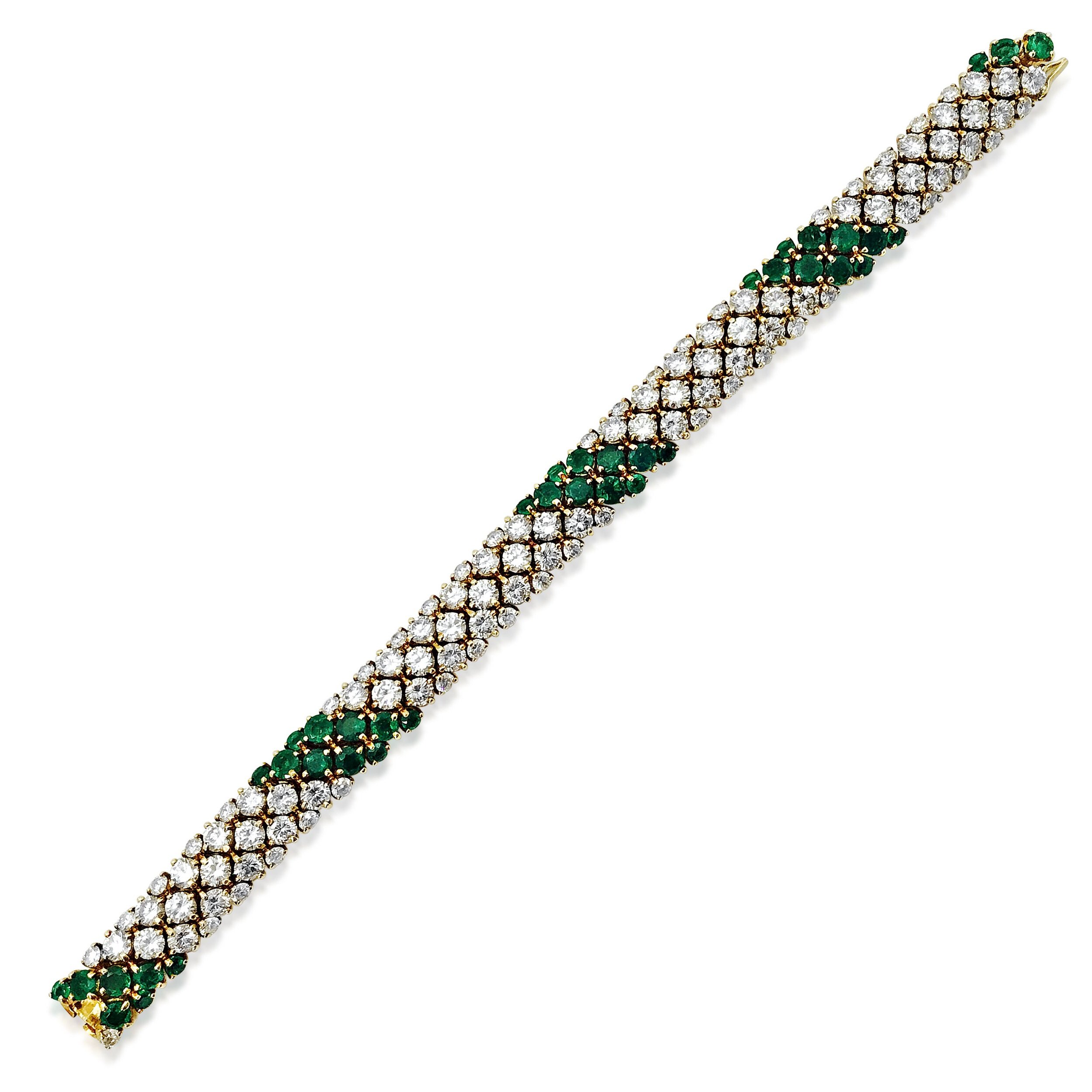 A Diamond Emerald Ruban Bracelet by Van Cleef &amp; Arpels