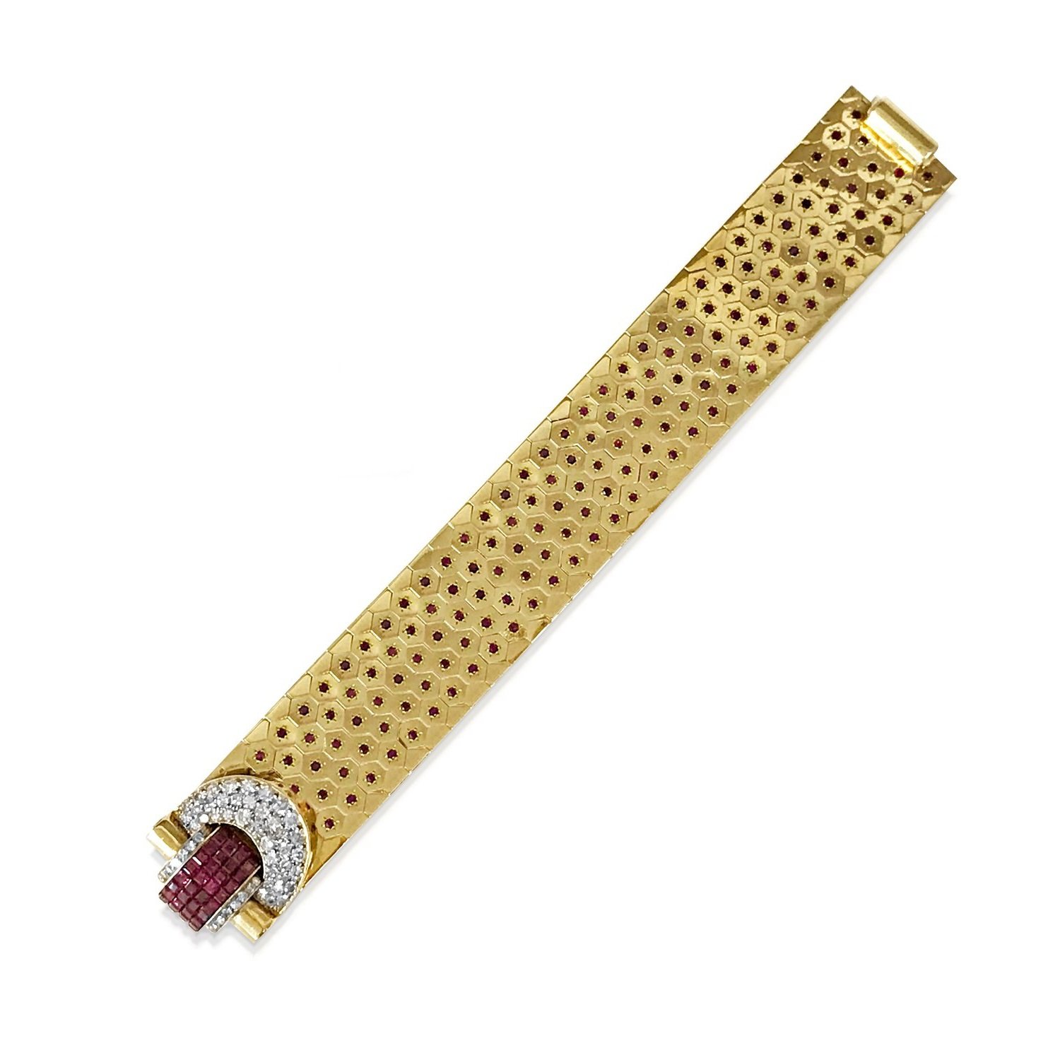 A RUBY AND DIAMOND "LUDO HEXAGONE" BRACELET, BY VAN CLEEF &amp; ARPELS