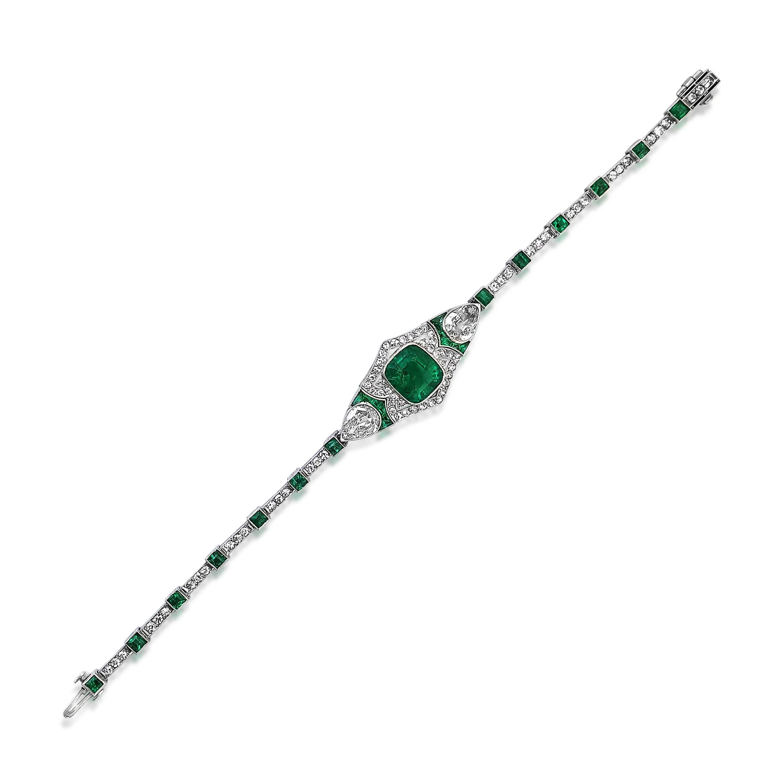 An Art Deco Emerald and Diamond Bracelet