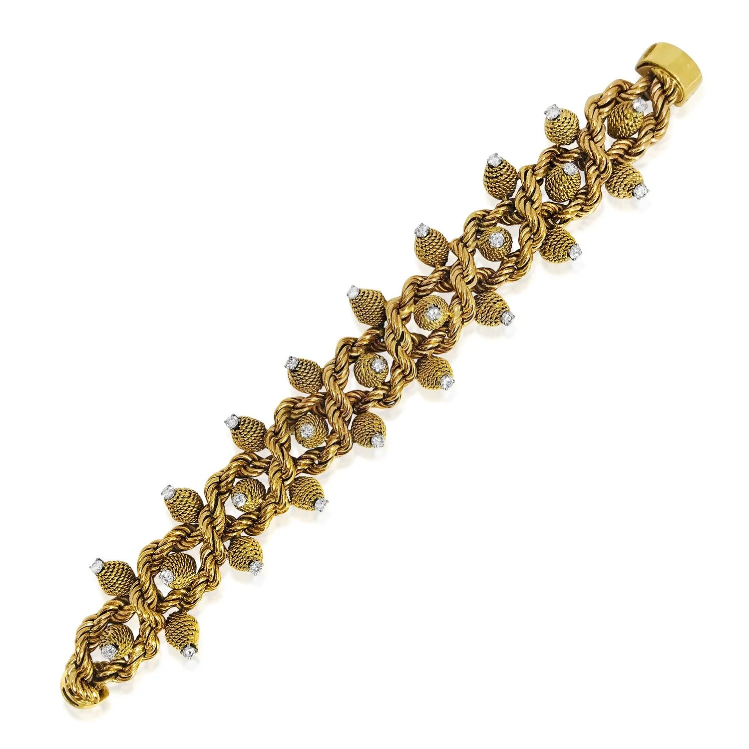 A RETRO GOLD AND DIAMOND BRACELET