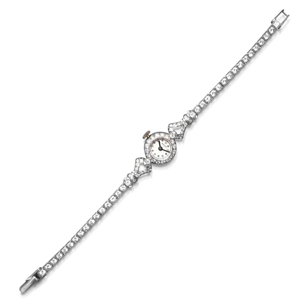 An Art Deco Platinum and Diamond Watch, circa 1935