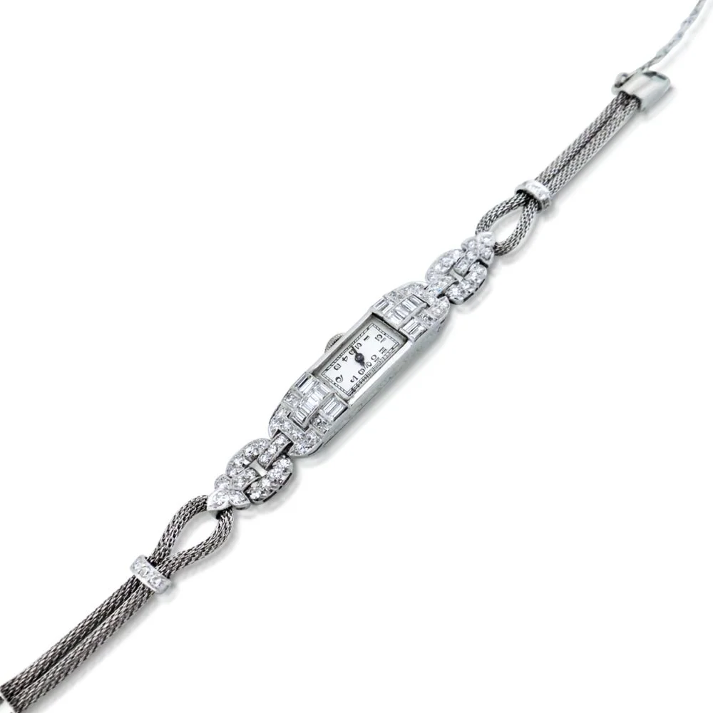 An Art Deco Diamond and Platinum Watch