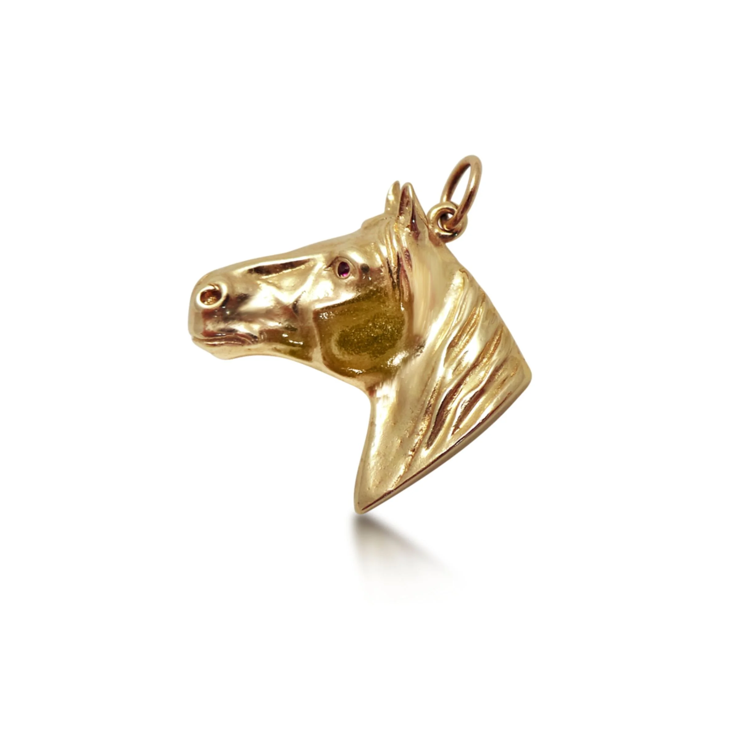 A 14K RETRO YELLOW GOLD HORSE HEAD PENDANT
