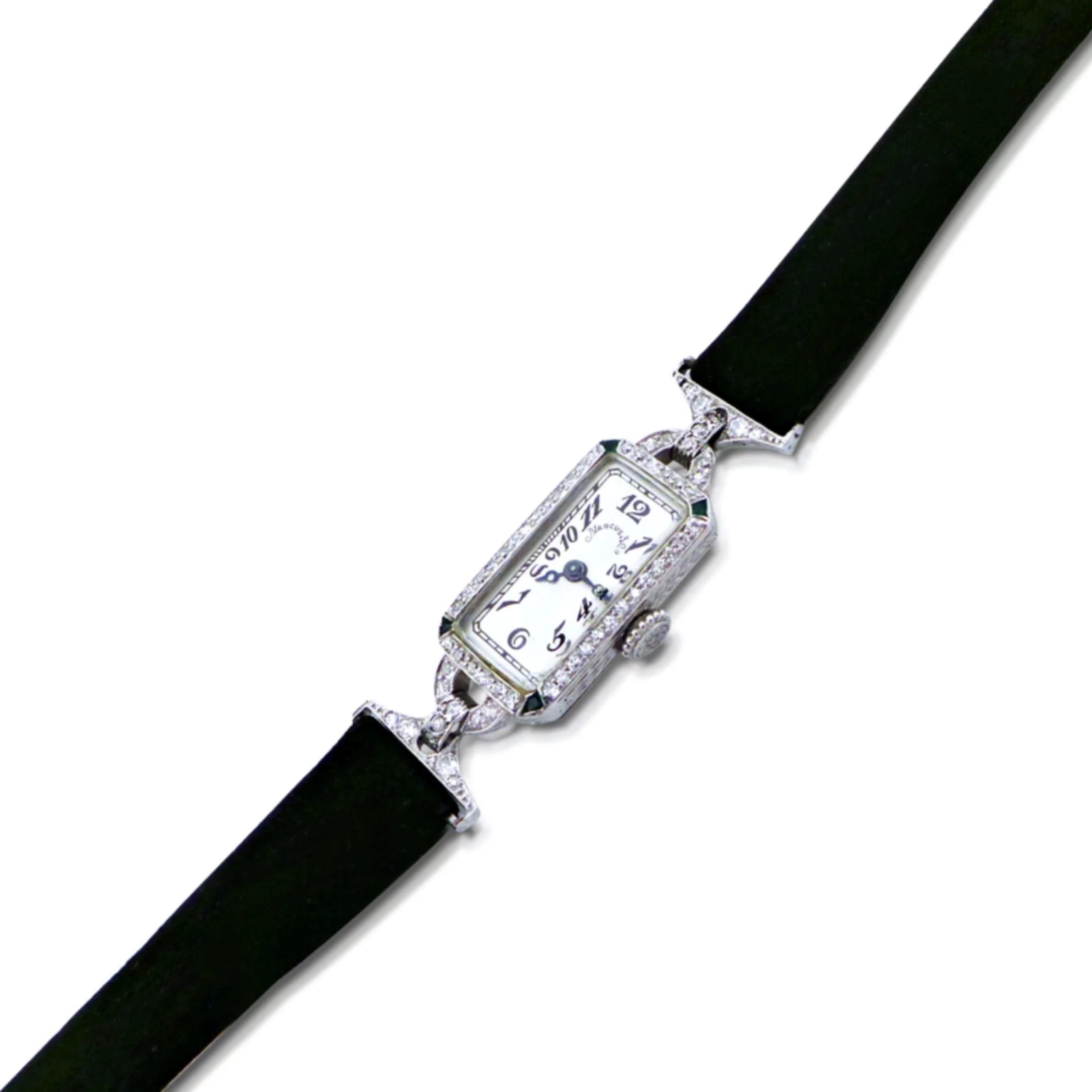 An Art Deco Diamond and Emerald Watch, by Marcus &amp; Co.