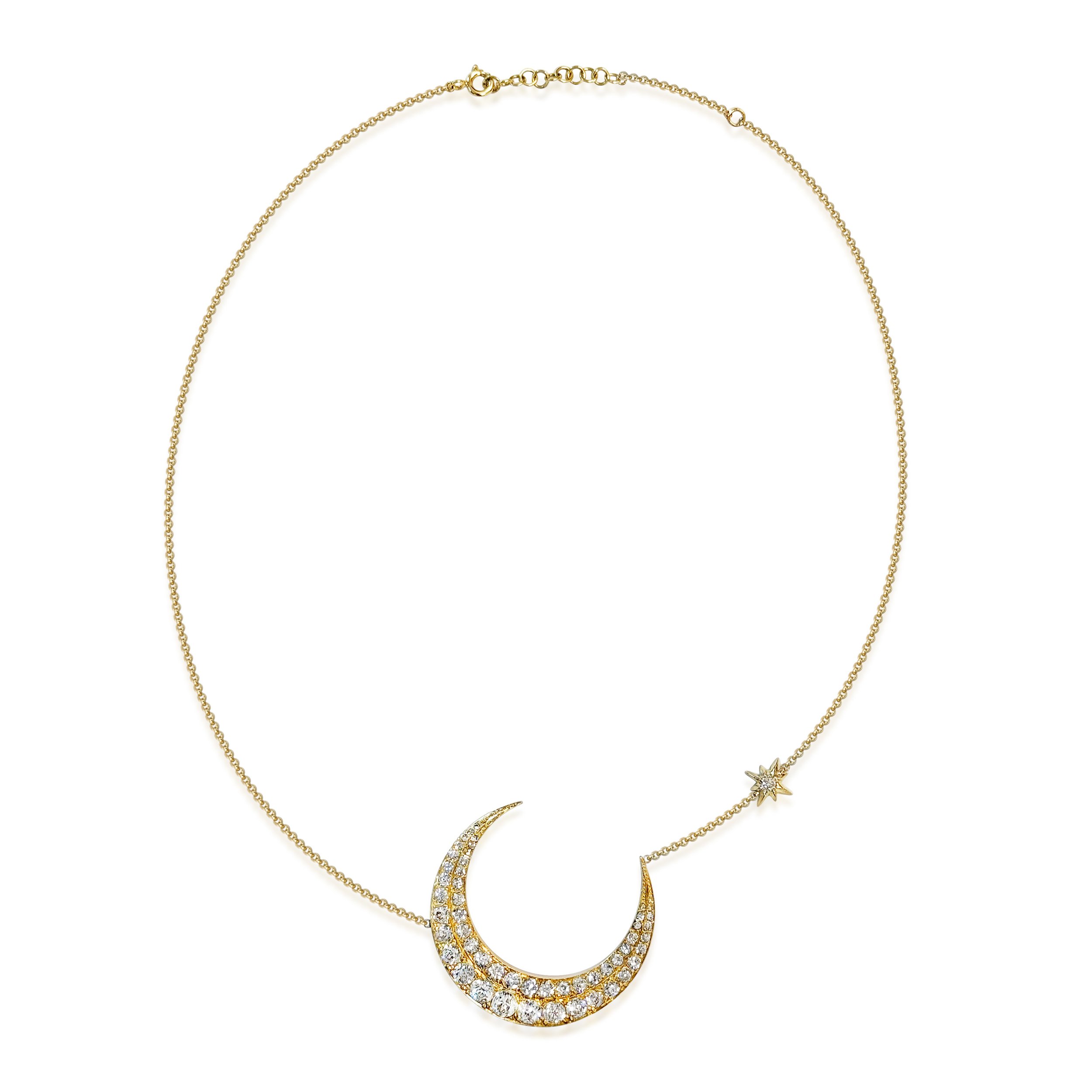 NK209:250417 An Antique Style Diamond Crescent and Star Necklace.jpg