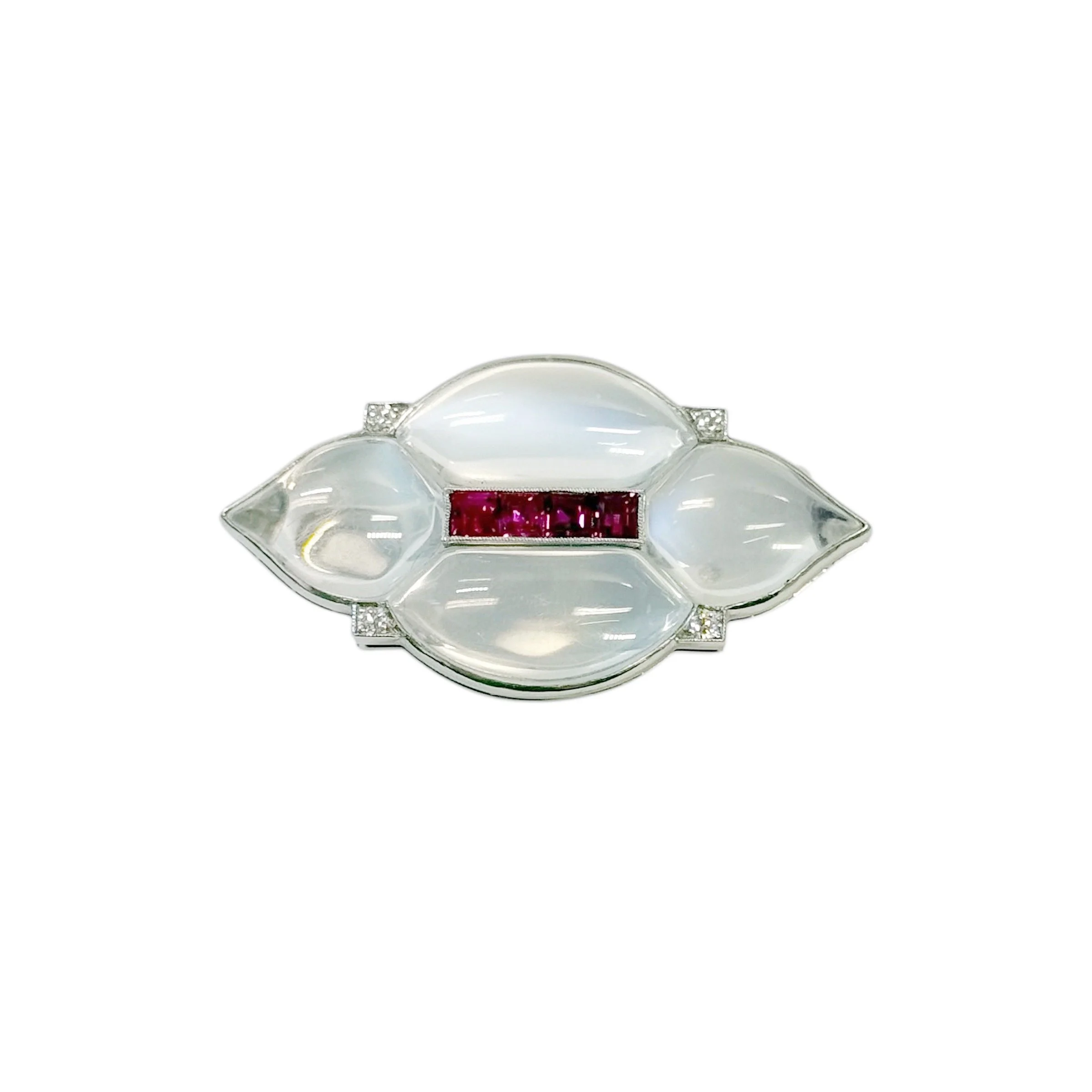 A Moonstone, Ruby and Diamond Brooch, by Black Starr and Frost