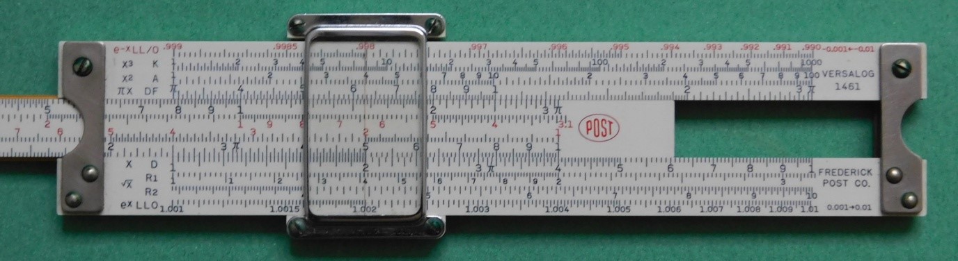Figure 3. Slide Rule set to read: 2 X 2 =4(Post Versalog Model 1481, circa 1962