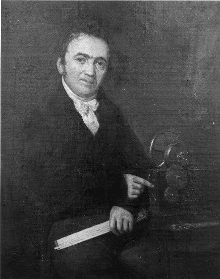 Joshua Routledge (29) created the Routledge Engineer's Slide 1773-18 Rule circ 1805 and invented the Rotary Steam Engine, Bolton Library portrait.