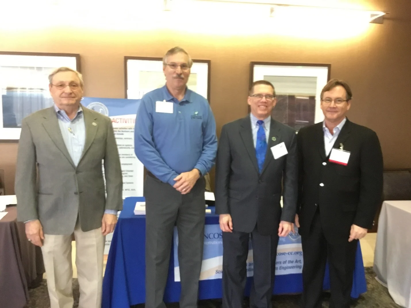 Participants of the January 29, 2018 reStart job fair event: L-R: George Anderson, ESEP, Membership committee member, Mike Pafford, 2018 Chesapeake Chapter Past-President, Mark Kaczmarek, ASEP, Membership Director, James Hubbell, ESEP, member-at-large. Photo by Sarah Lawrence.