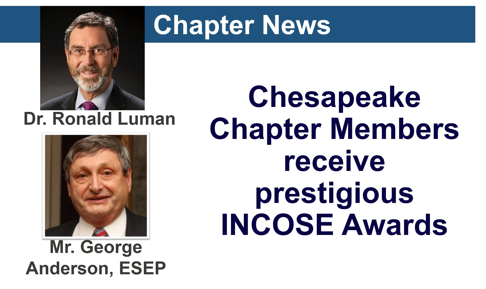 Chesapeake Chapter Members Receive Fellows and Founders Awards